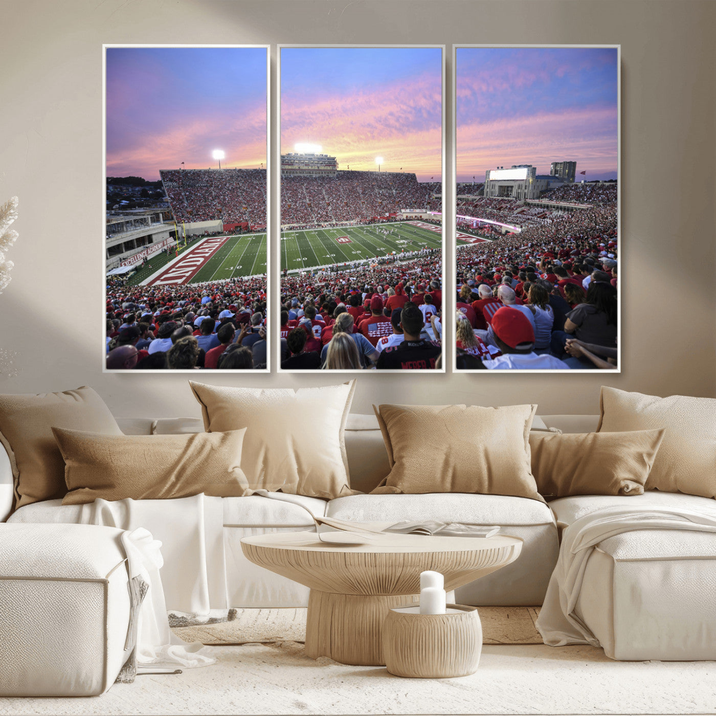 MGV-FC-48X32-3P - Indiana University Hoosiers Football Team Print - Bloomington Memorial Stadium Wall Art Canvas Print