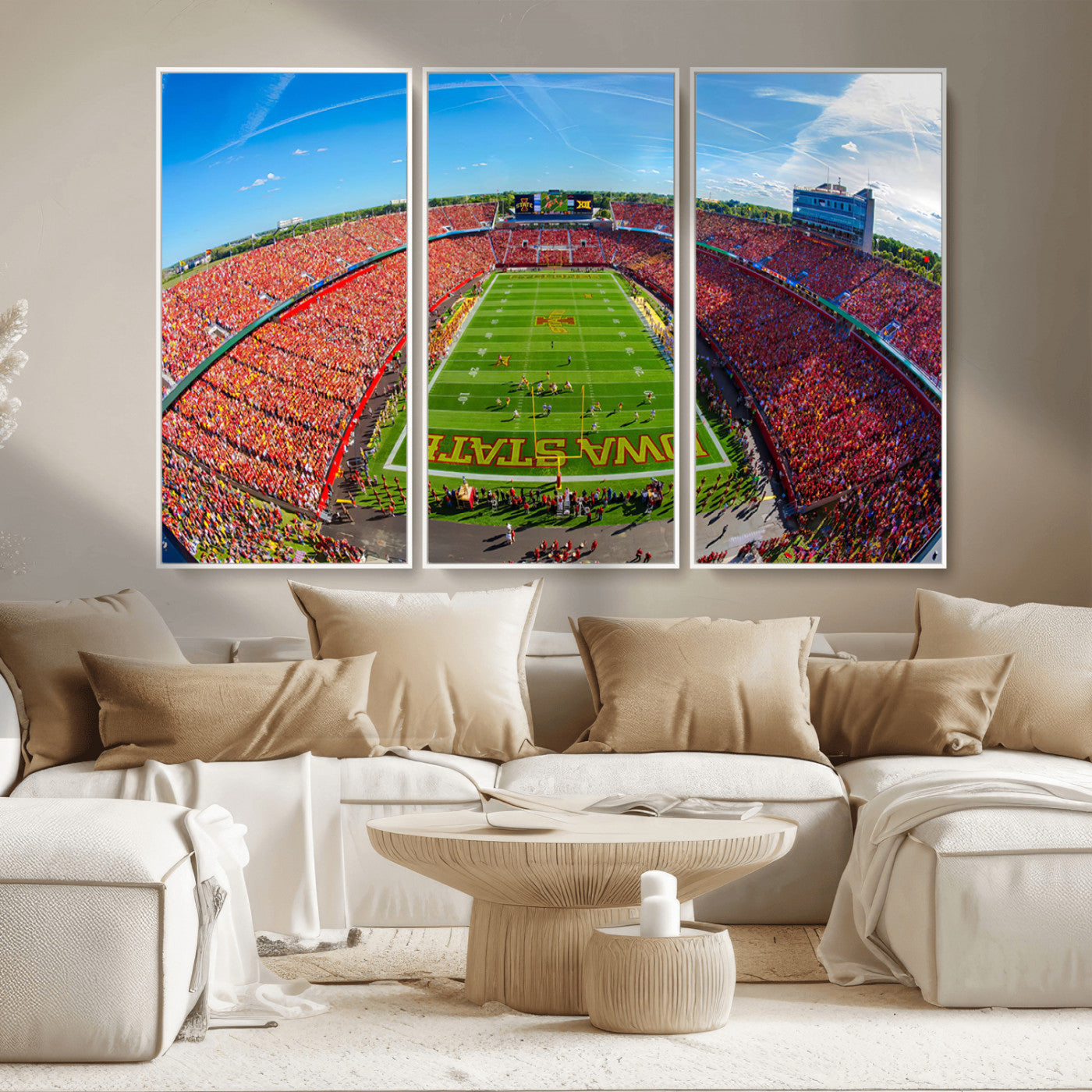 MGV-FC-48X32-3P - Iowa State University Cyclones Football Team Print - Ames Jack Trice Stadium Art Canvas Print