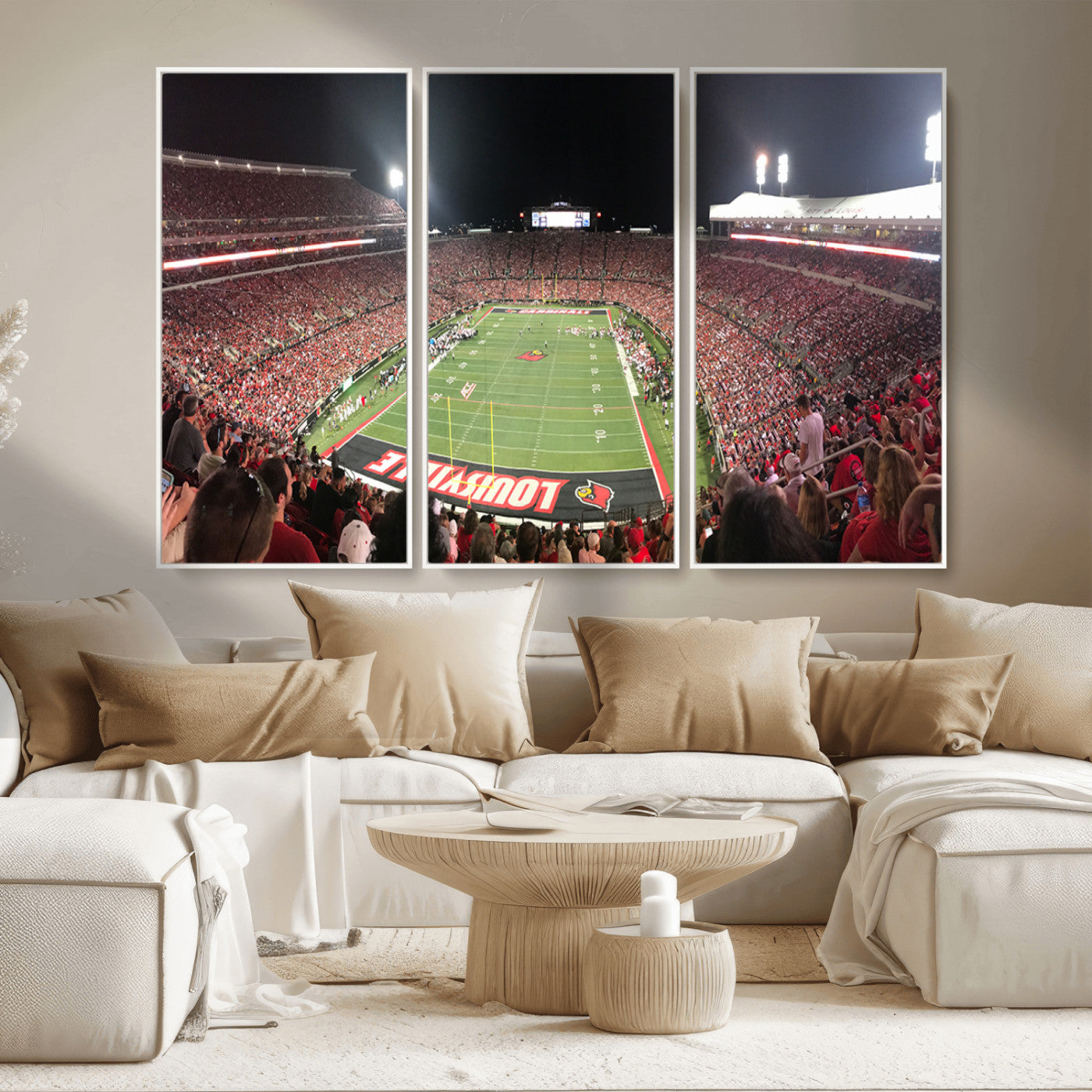 MGV-FC-48X32-3P - University of Louisville Cardinals Football Team Print - Louisville Cardinal Stadium Wall Art Canvas