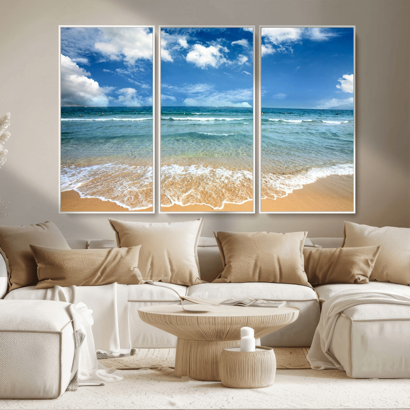 MGV-FC-48X32-3P - Sea View From the Beach Canvas Print
