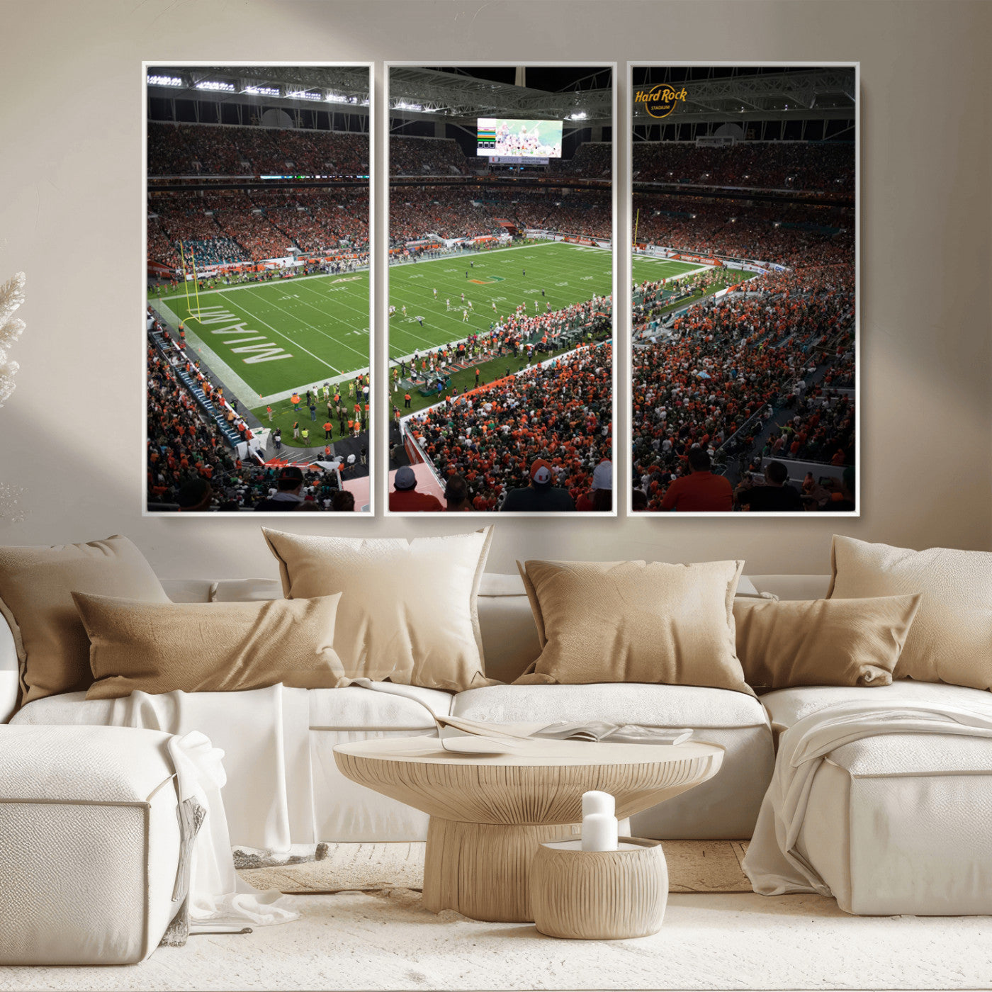 MGV-FC-48X32-3P - Miami Hurricanes Football Team Print Canvas- Miami Hard Rock Stadium Wall Art Canvas Print