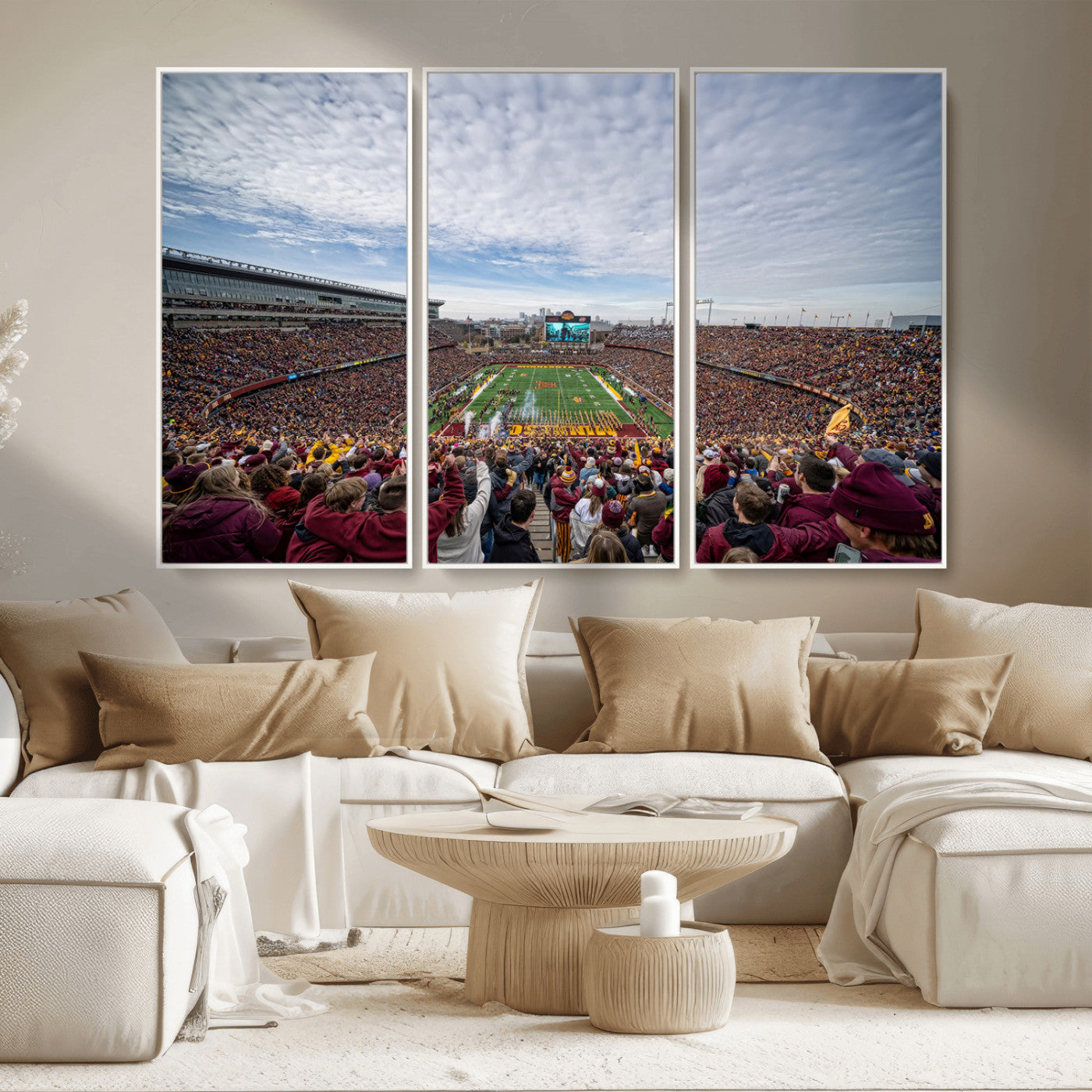 MGV-FC-48X32-3P - University of Minnesota Golden Gophers Football Team Print - Minneapolis Huntington Bank Stadium Art