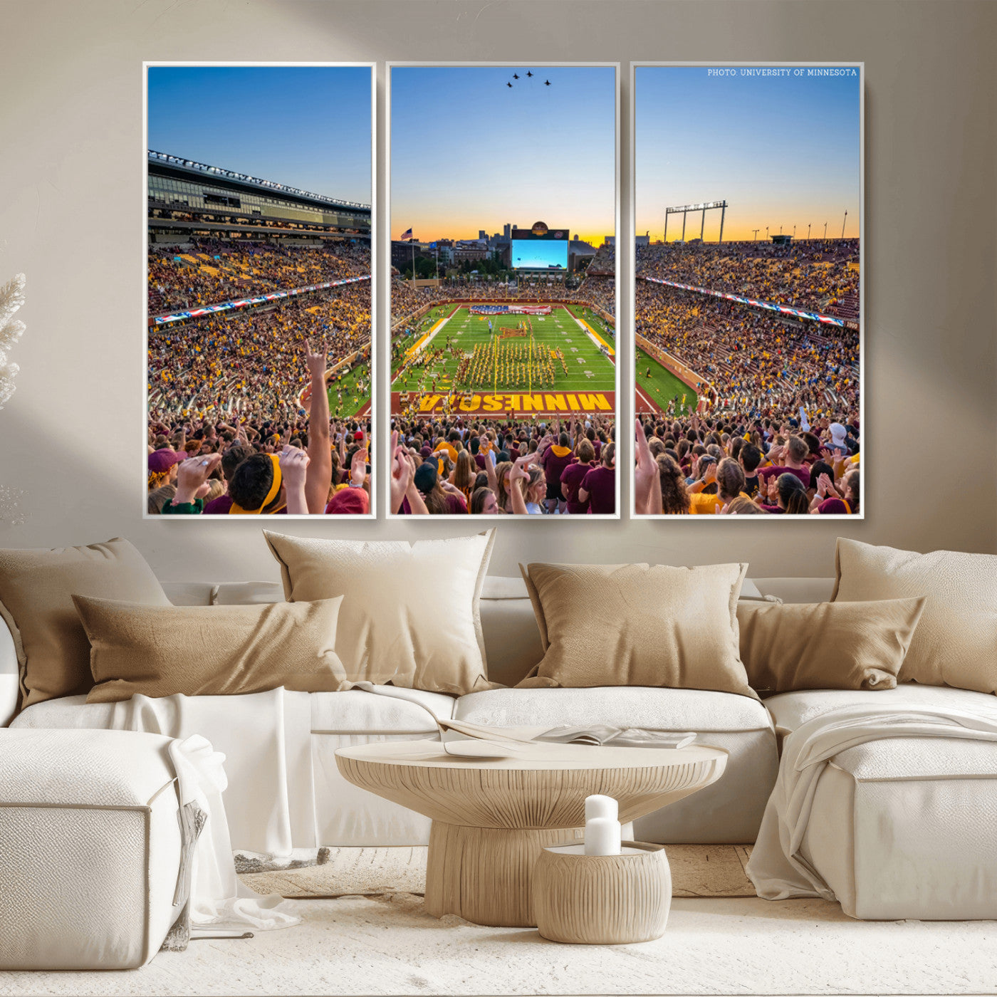 MGV-FC-48X32-3P - University of Minnesota Golden Gophers Football Team Print - Minneapolis Huntington Bank Stadium