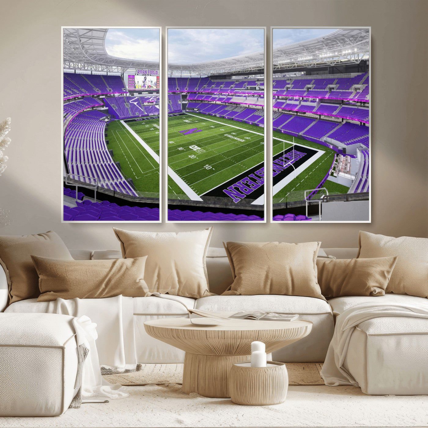 MGV-FC-48X32-3P - Northwestern University Wildcats Football Team Print - Evanston Ryan Field Wall Art Canvas Print