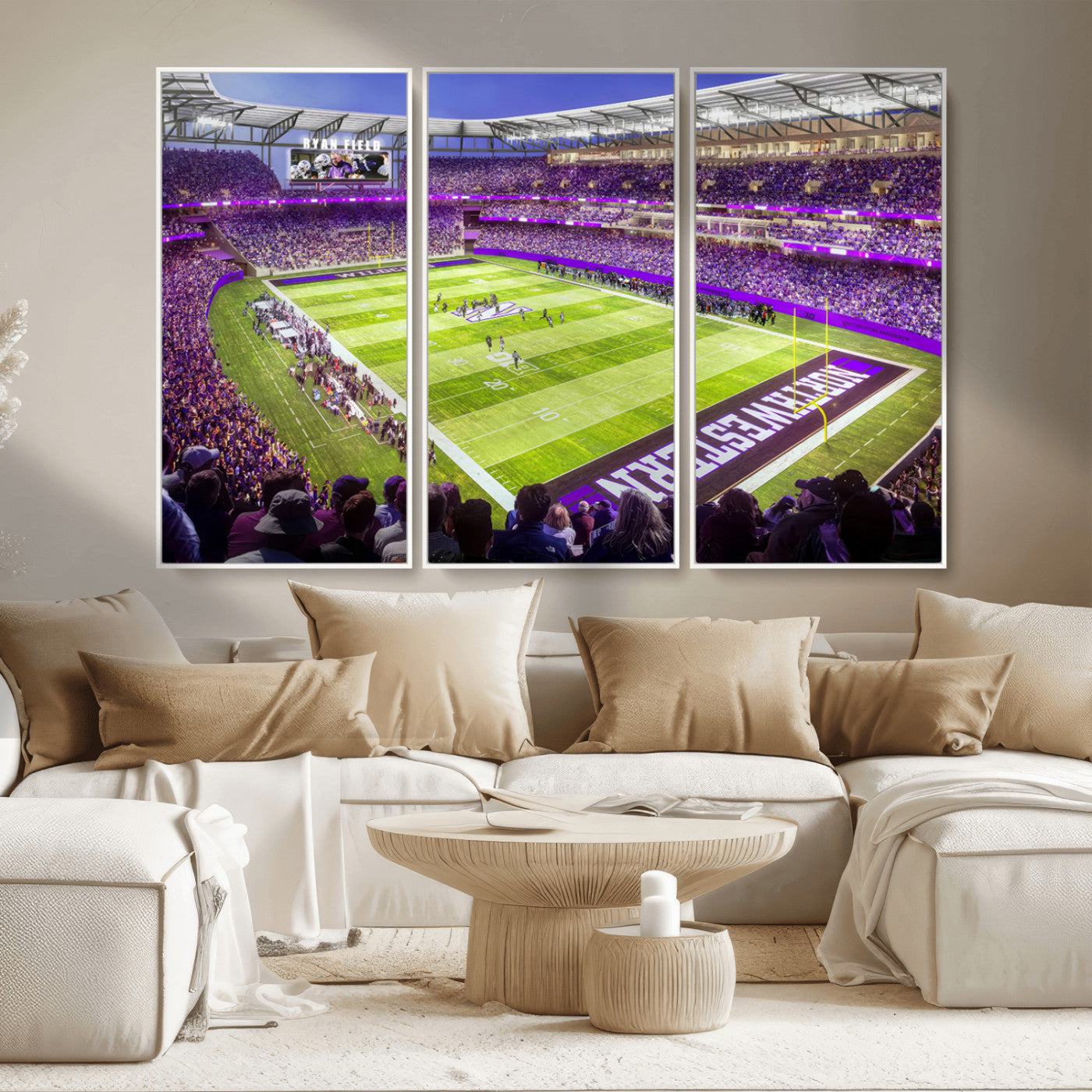 MGV-FC-48X32-3P - Northwestern University Wildcats Football Team Print - Evanston Ryan Field Wall Art Canvas Print