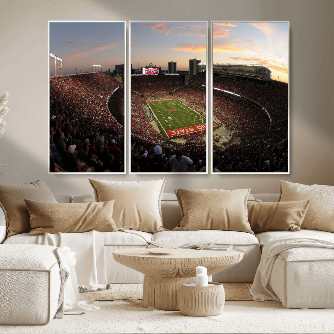 MGV-FC-48X32-3P - Ohio State University Buckeyes Football Team Print - Columbus Ohio Stadium Wall Art Canvas Print