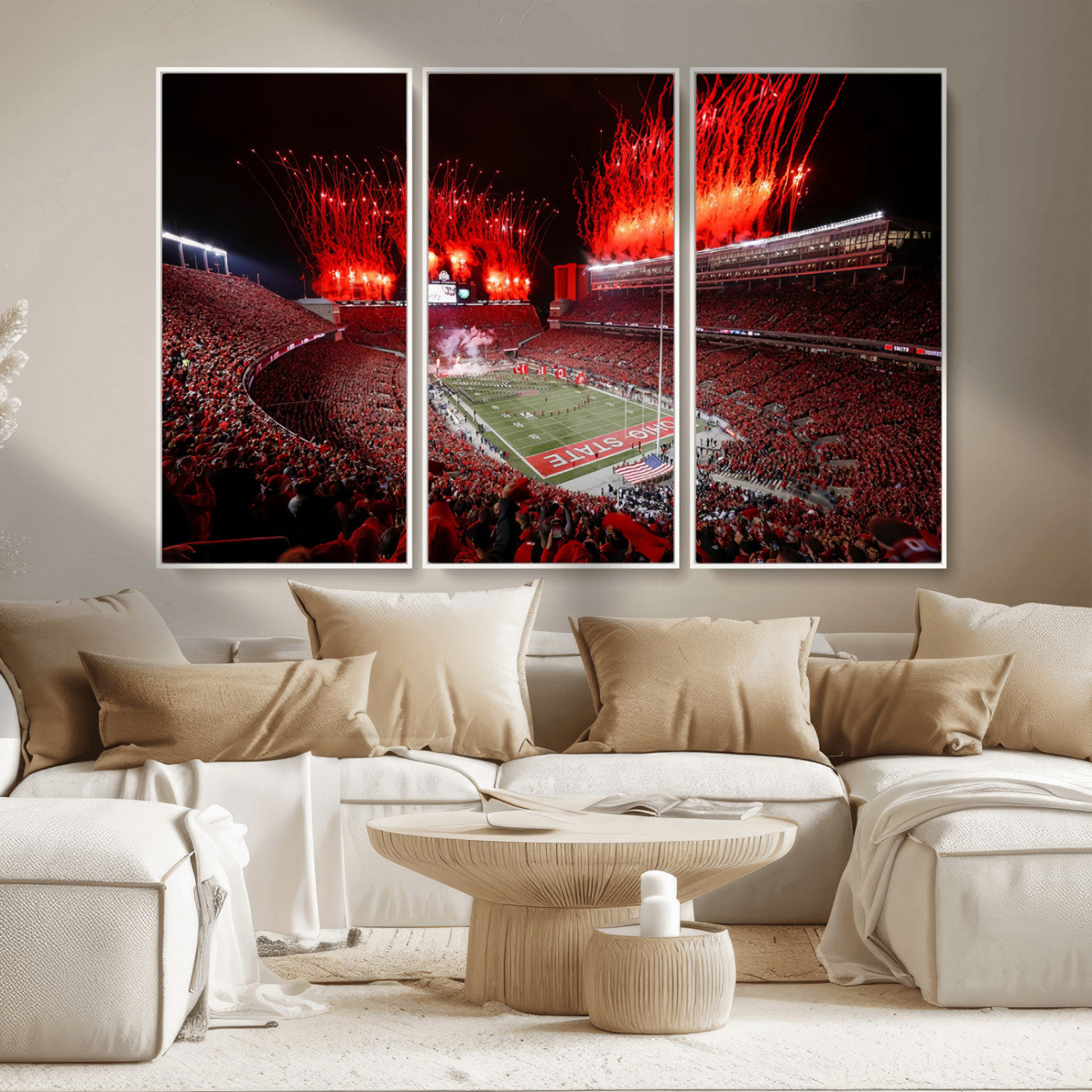 MGV-FC-48X32-3P - Ohio State University Buckeyes Football Team Print - Columbus Ohio Stadium Wall Art Canvas Print