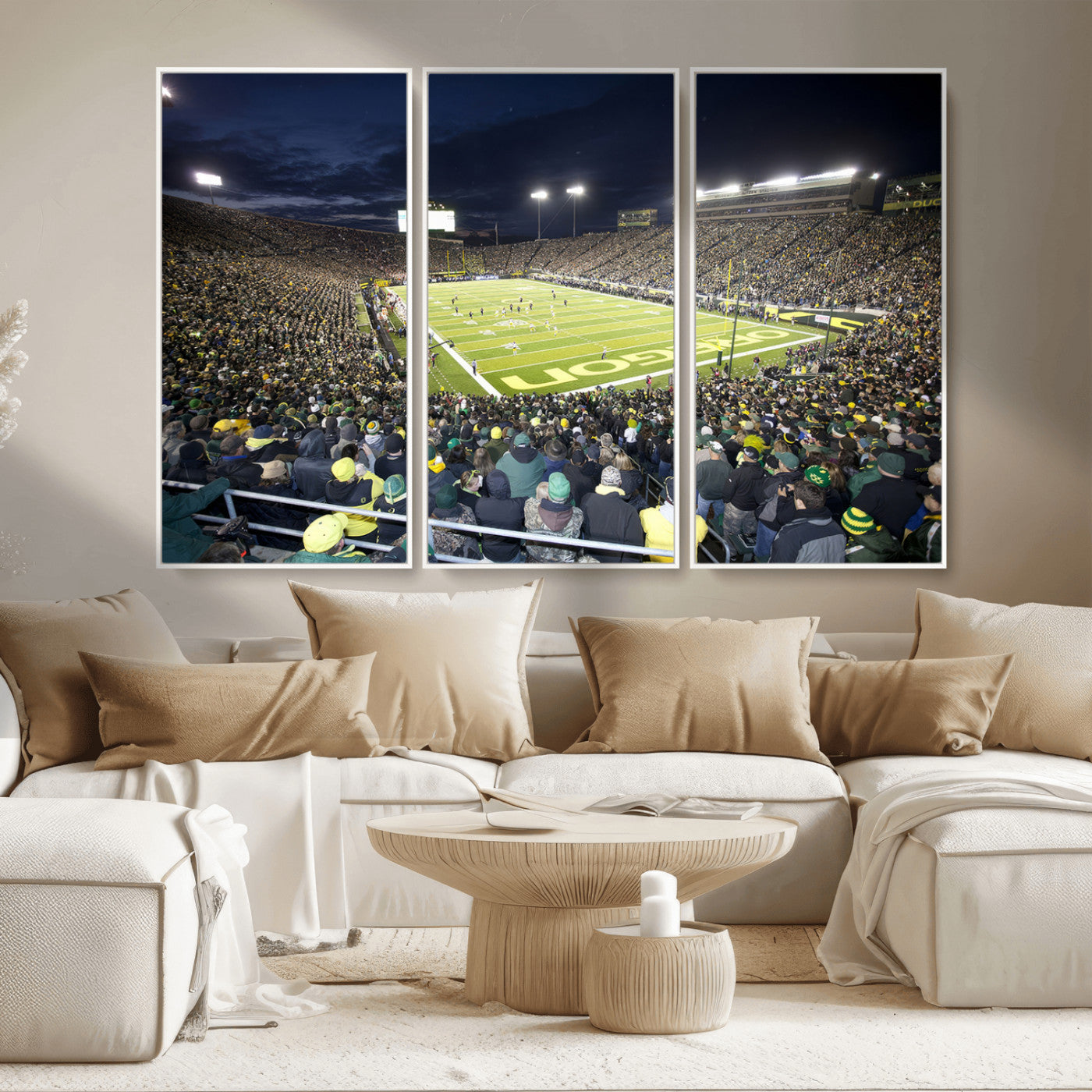 MGV-FC-48X32-3P - University of Oregon Ducks Football Team Print - Eugene Autzen Stadium Wall Art Canvas Print