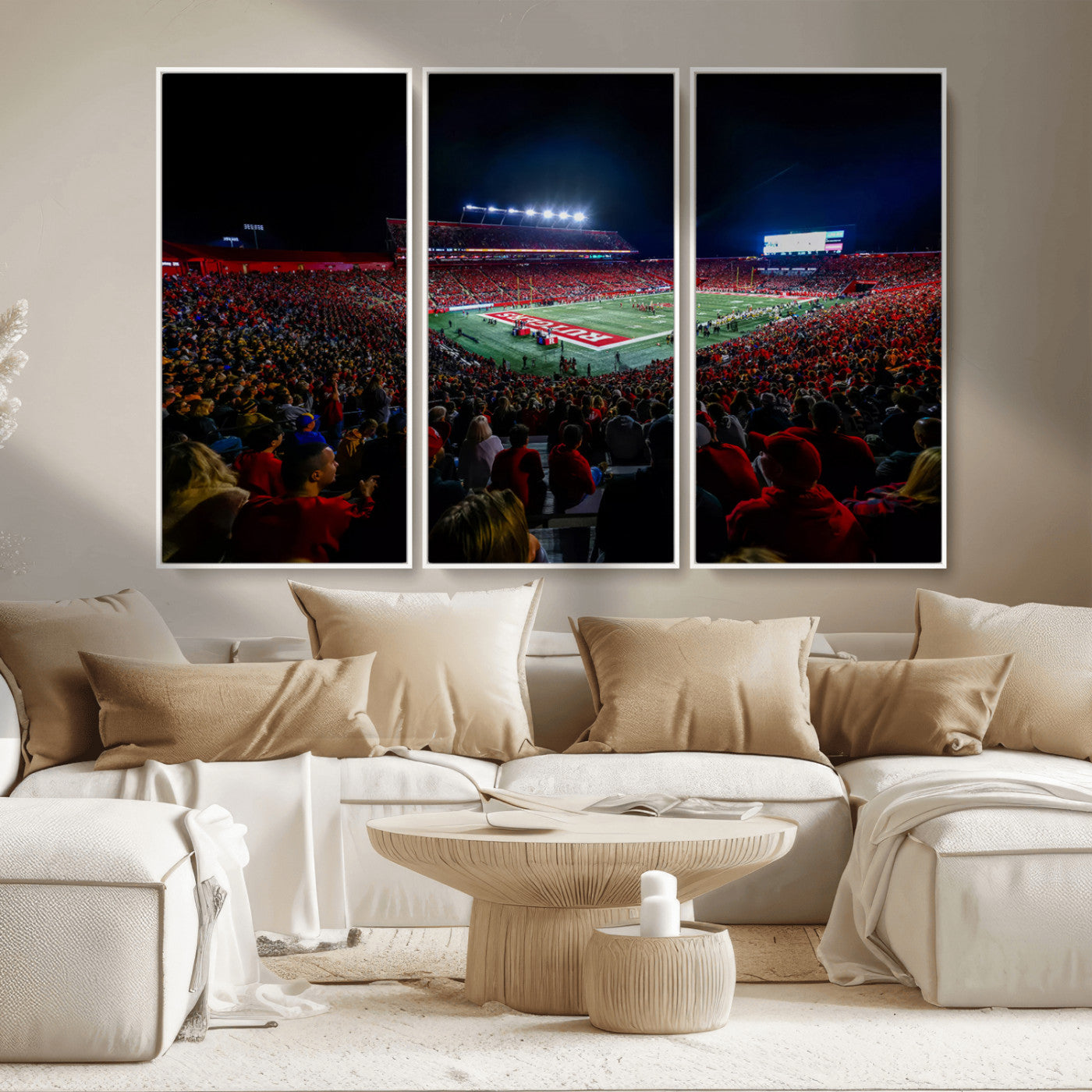 MGV-FC-48X32-3P - Rutgers Scarlet Knights Football Team Print - SHI Stadium, Piscataway Wall Art Canvas Print