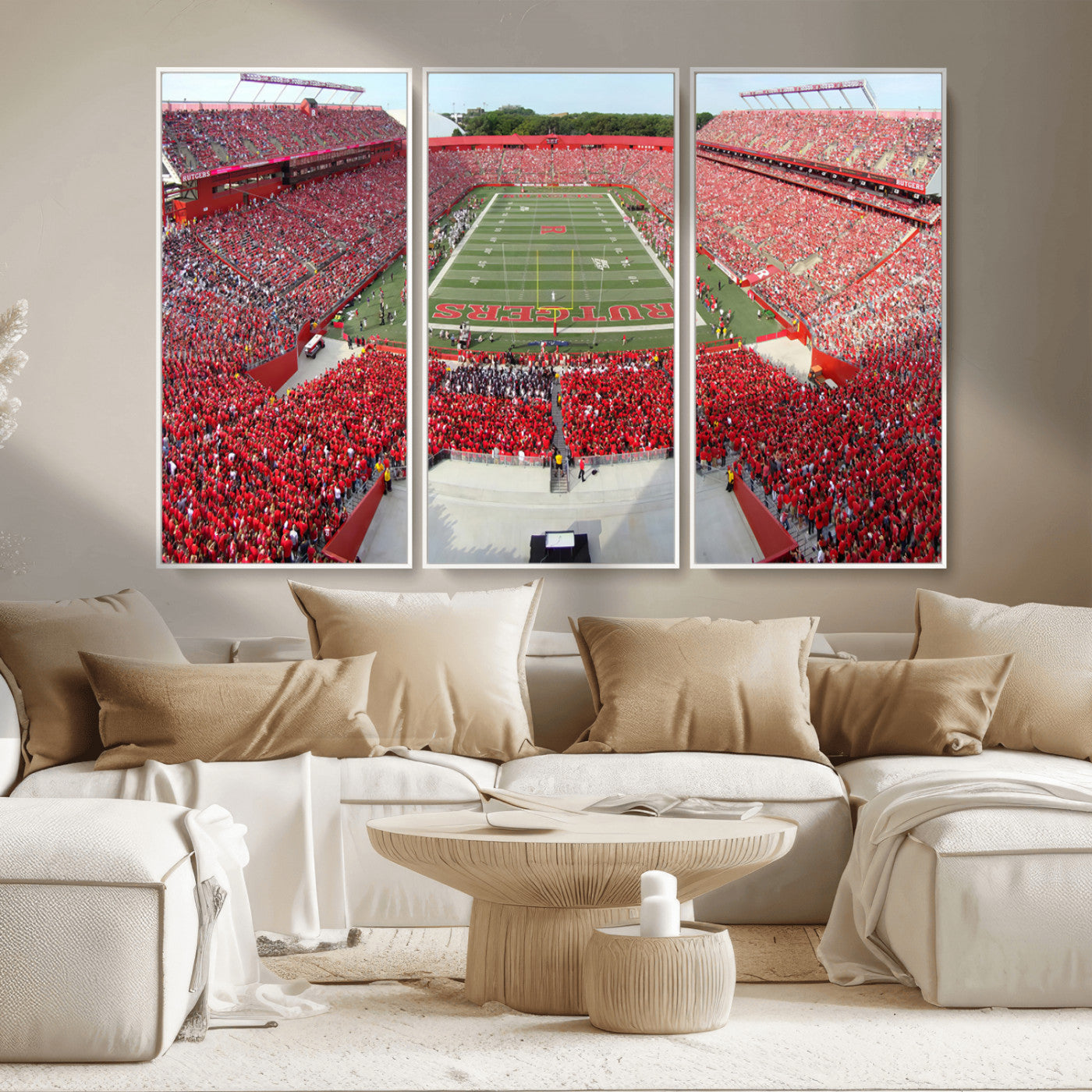 MGV-FC-48X32-3P - Rutgers Scarlet Knights Football Team Print - Piscataway SHI Stadium Wall Art Canvas Print