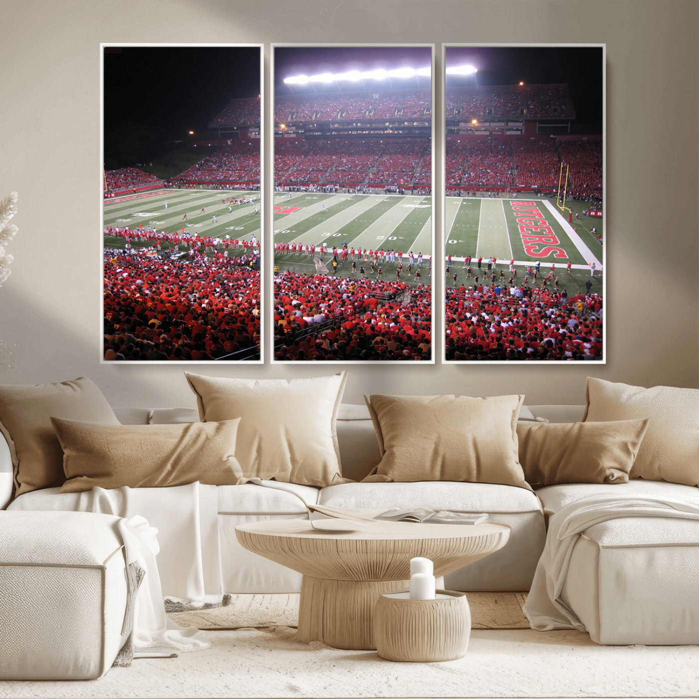 MGV-FC-48X32-3P - Rutgers University Scarlet Knights Football Team Print - Piscataway SHI Stadium Wall Art Canvas