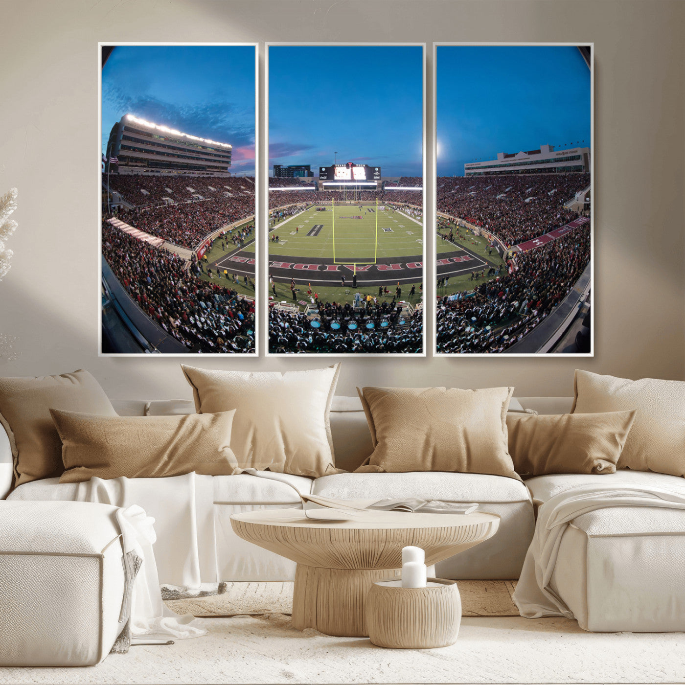 MGV-FC-48X32-3P - Texas Tech Red Raiders Canvas, Framed Football Team Print - Lubbock Jones AT&T Stadium Wall Art