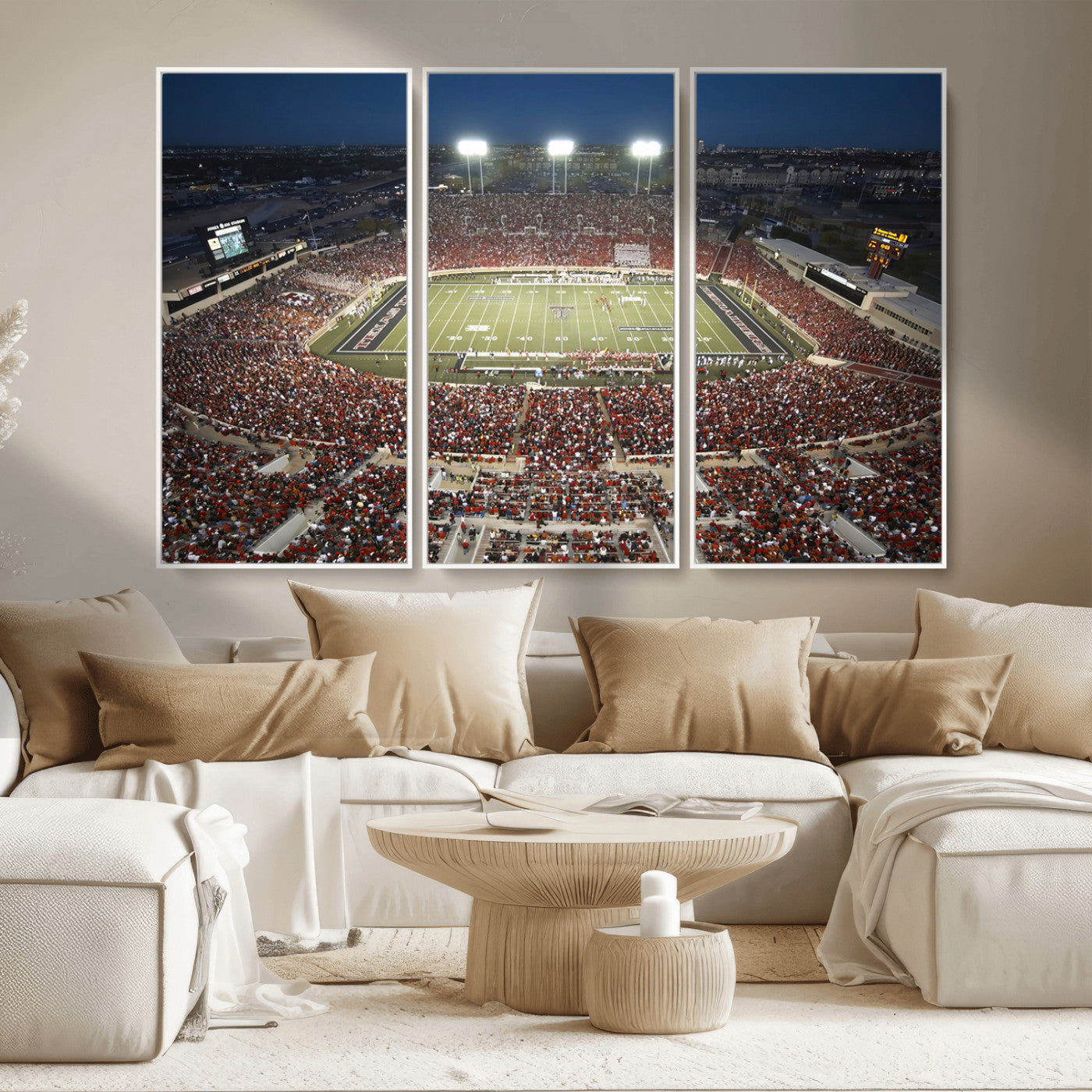 MGV-FC-48X32-3P - Texas Tech Red Raiders Football Team Print - Lubbock Jones AT&T Stadium Wall Art Canvas Print