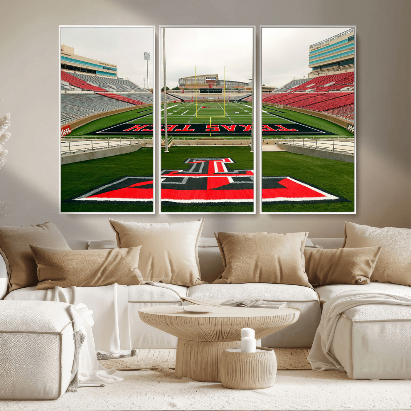 MGV-FC-48X32-3P - Texas Tech Red Raiders Football Team Print - Lubbock Jones AT&T Stadium Wall Art Canvas Print
