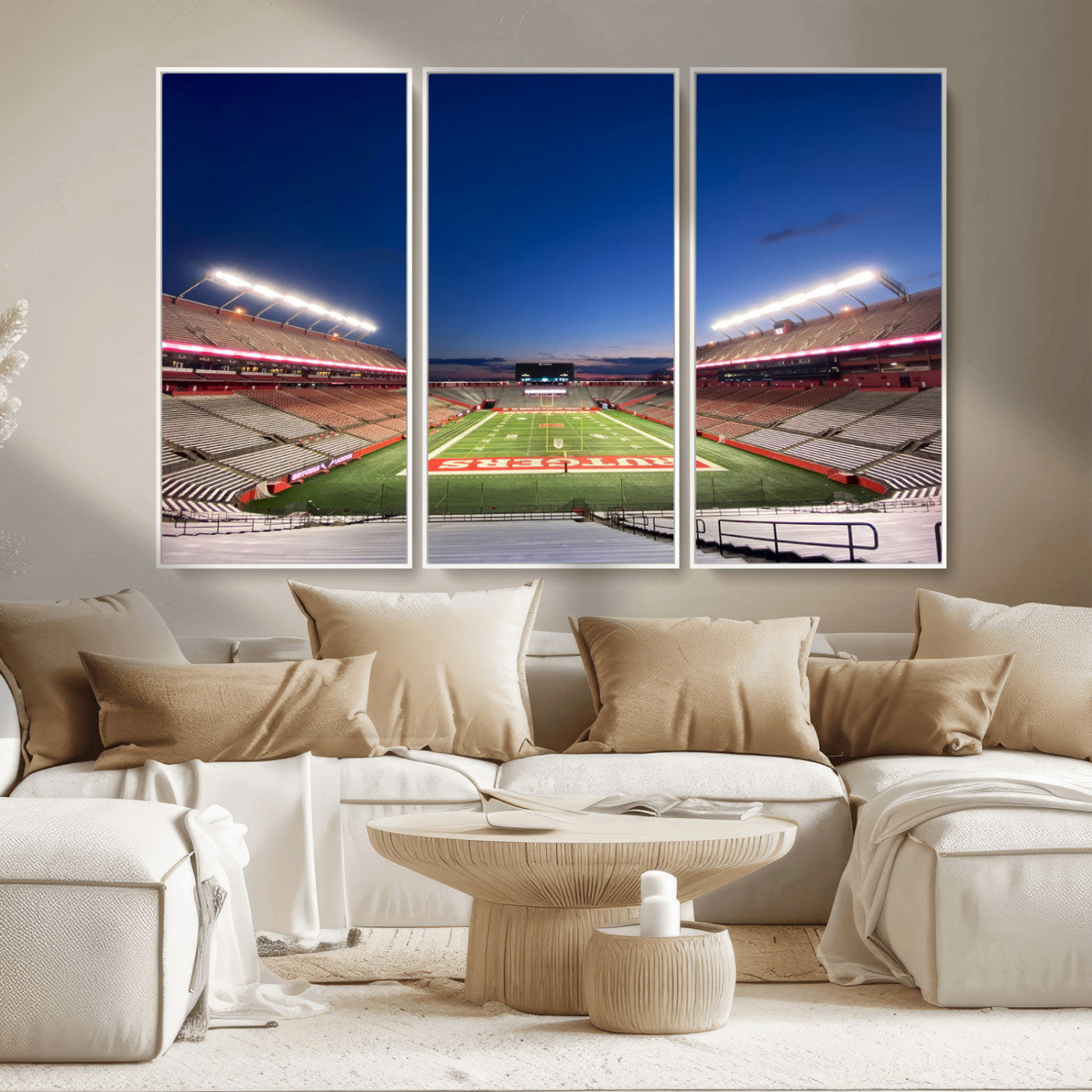 MGV-FC-48X32-3P - Rutgers Scarlet Knights Football Team Print - Piscataway SHI Stadium Wall Art Canvas Print