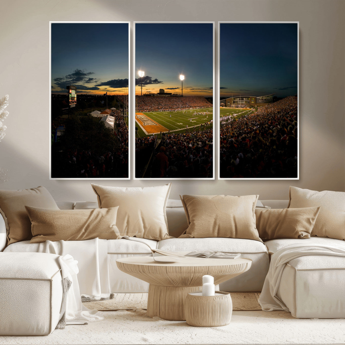 MGV-FC-48X32-3P - Ball State Cardinals Football Team Print - Muncie Scheumann Stadium Wall Art Canvas Print