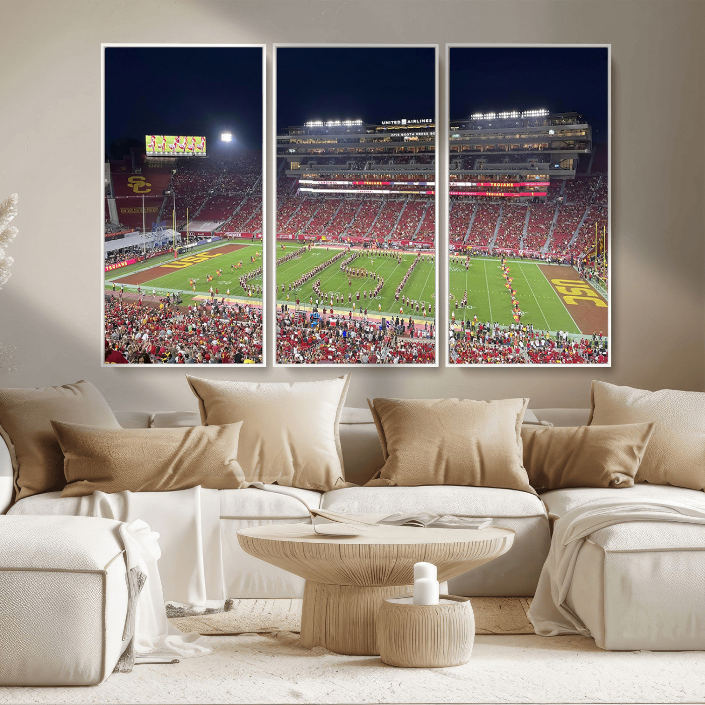 MGV-FC-48X32-3P - The University of Southern California USC Trojans Football Team Print - Los Angeles Memorial