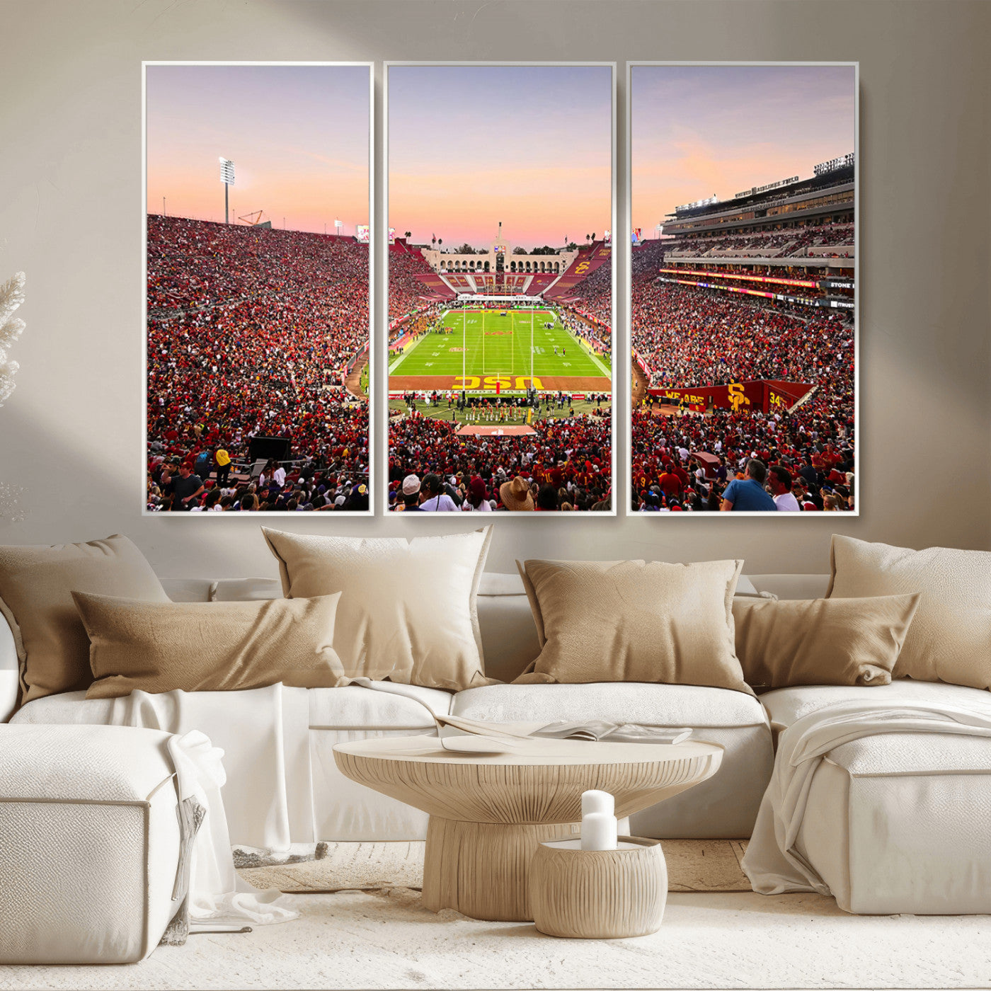 MGV-FC-48X32-3P - The University of Southern California USC Trojans Football Team Print - Los Angeles Memorial