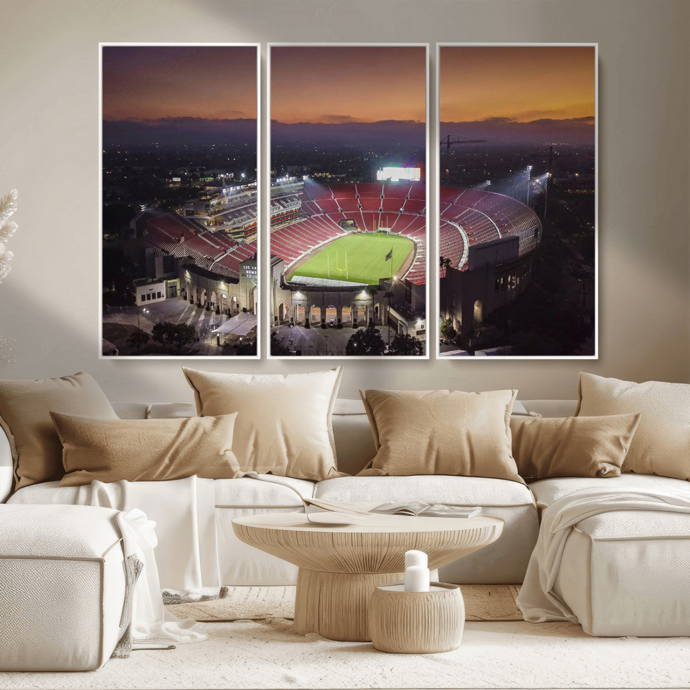 MGV-FC-48X32-3P - The University of Southern California USC Trojans Football Team Print - Los Angeles Memorial