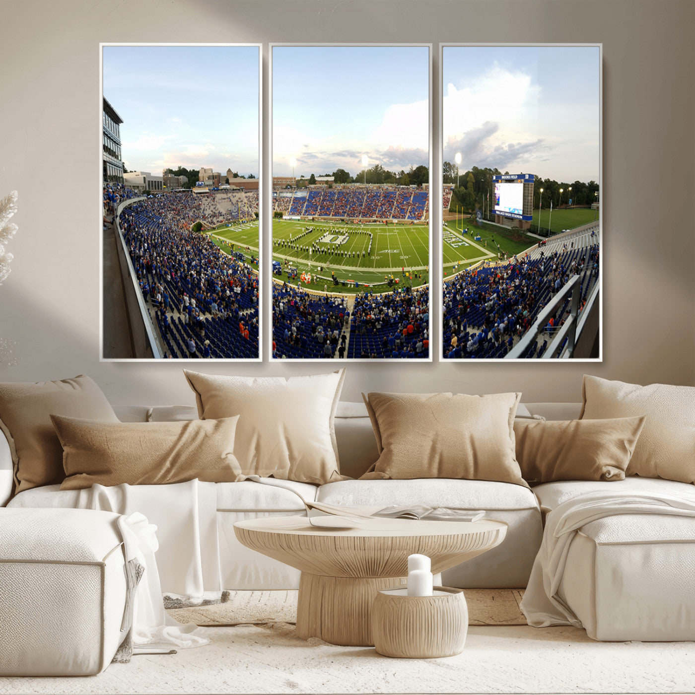 MGV-FC-48X32-3P - The Duke University Blue Devils Football Team Print - Durham Wallace Wade Stadium Wall Art Canvas