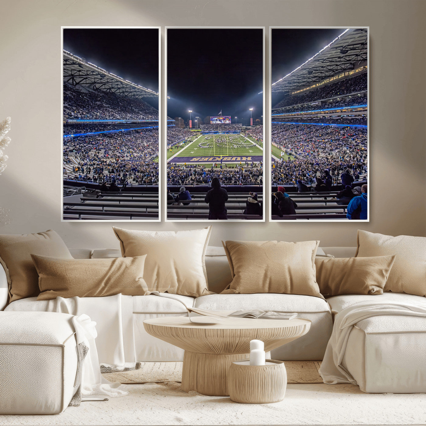 MGV-FC-48X32-3P - The University of Washington Huskies Football Team Print - Seattle Husky Stadium Wall Art Canvas