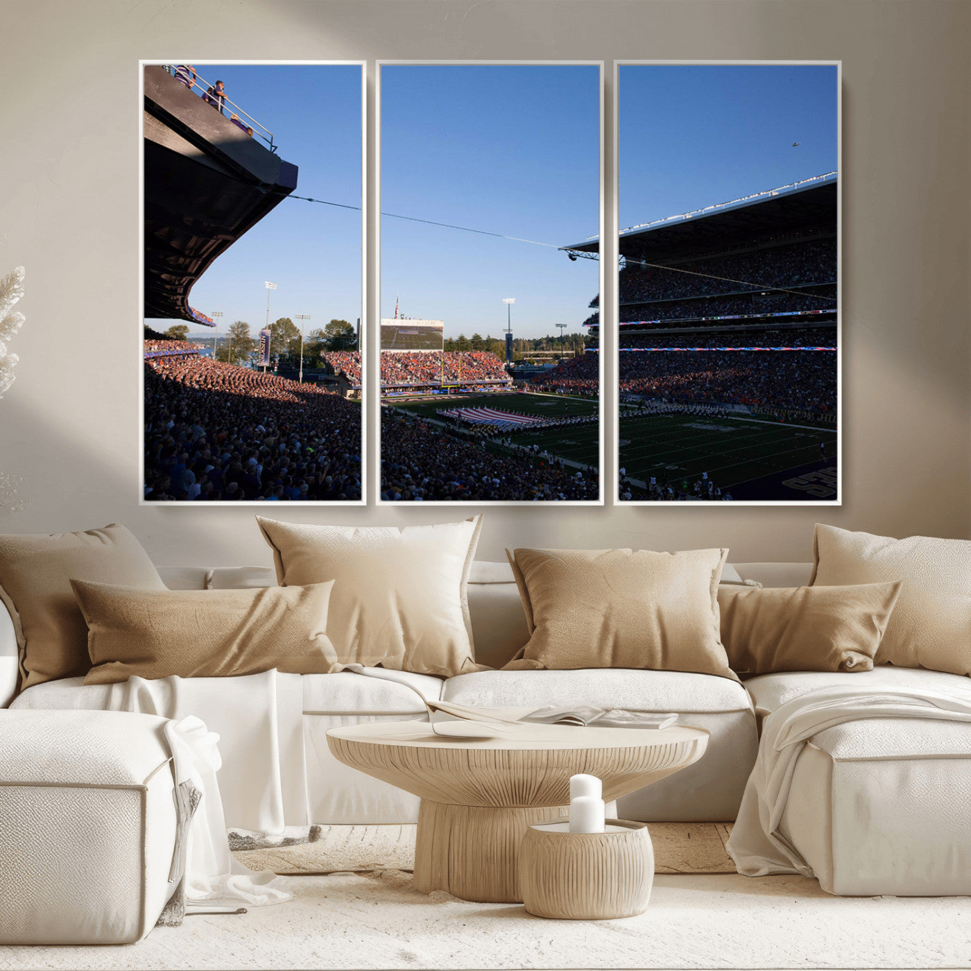 MGV-FC-48X32-3P - The University of Washington Huskies Football Team Print - Seattle Husky Stadium Wall Art Canvas