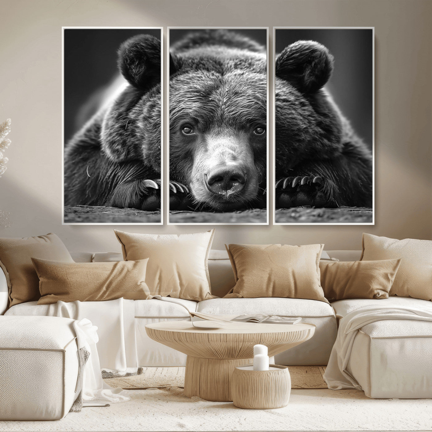 MGV-FC-48X32-3P - Resting Grizzly 399 Bear Canvas Print | Ready to Hang Wall Art | Rustic Cabin & Farmhouse Decor |
