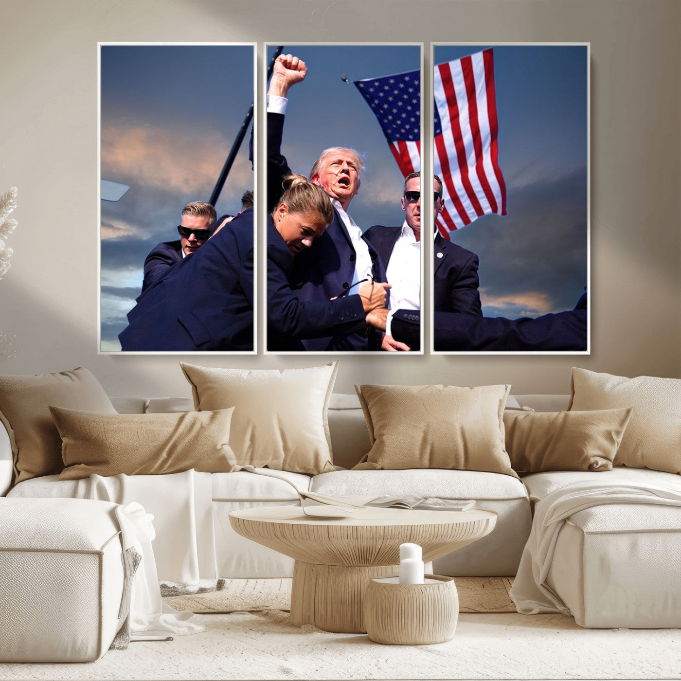 MGV-FC-48X32-3P - Donald Trump Assassination Attempt Wall Art Print, Trump Historic Footage - Iconic Reaction by Trump