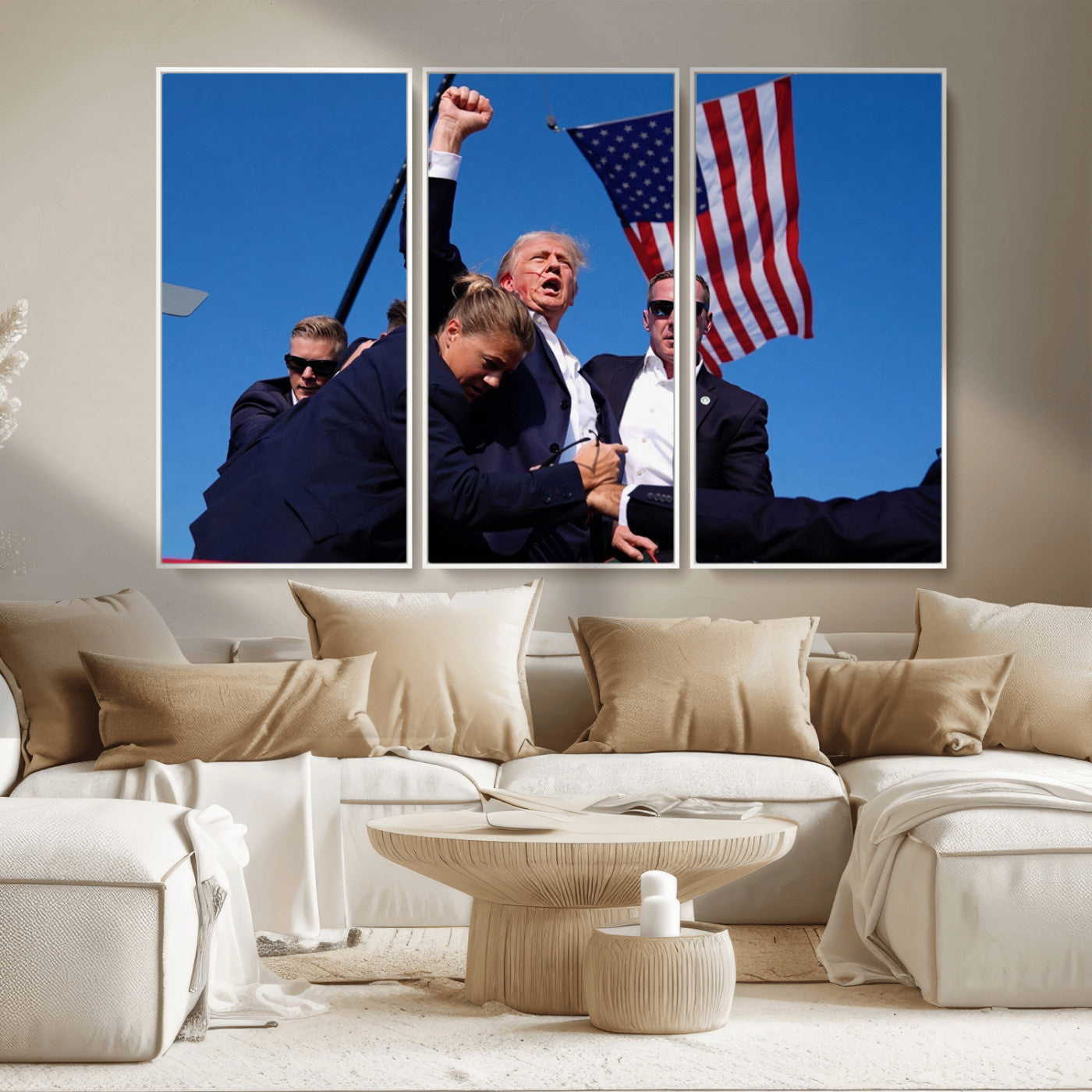 MGV-FC-48X32-3P - Donald Trump Assassination Attempt Wall Art Print, Trump Historic Footage - Iconic Reaction by Trump