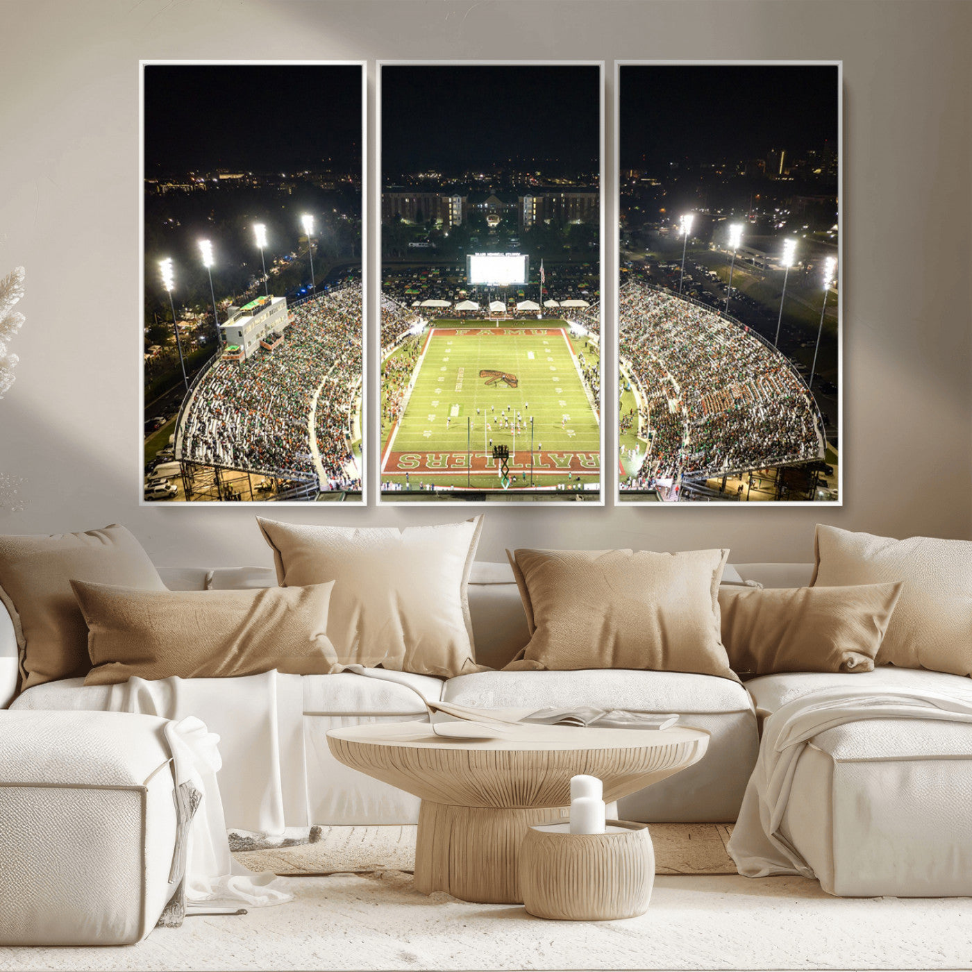 MGV-FC-48X32-3P - Florida A&M Rattlers Football Team Print - Tallahassee Bragg Memorial Stadium Wall Art Canvas Print