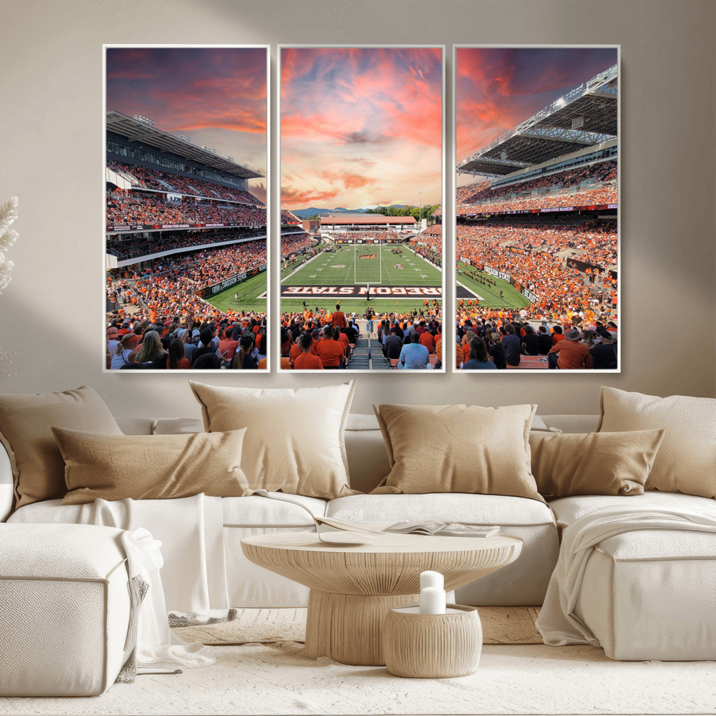 MGV-FC-48X32-3P - Oregon State Beavers Football Team Print - Corvallis Reser Stadium Wall Art Canvas Print