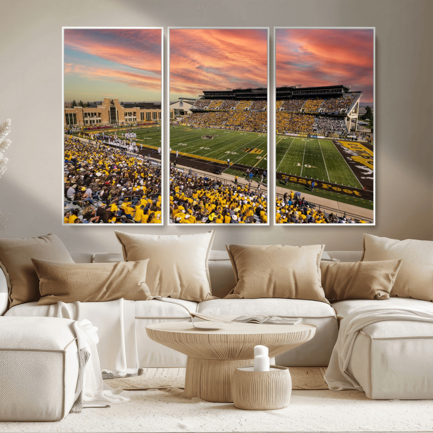 MGV-FC-48X32-3P - University of Wyoming Cowboys Football Team Print - Laramie Jonah Field War Memorial Stadium Wall