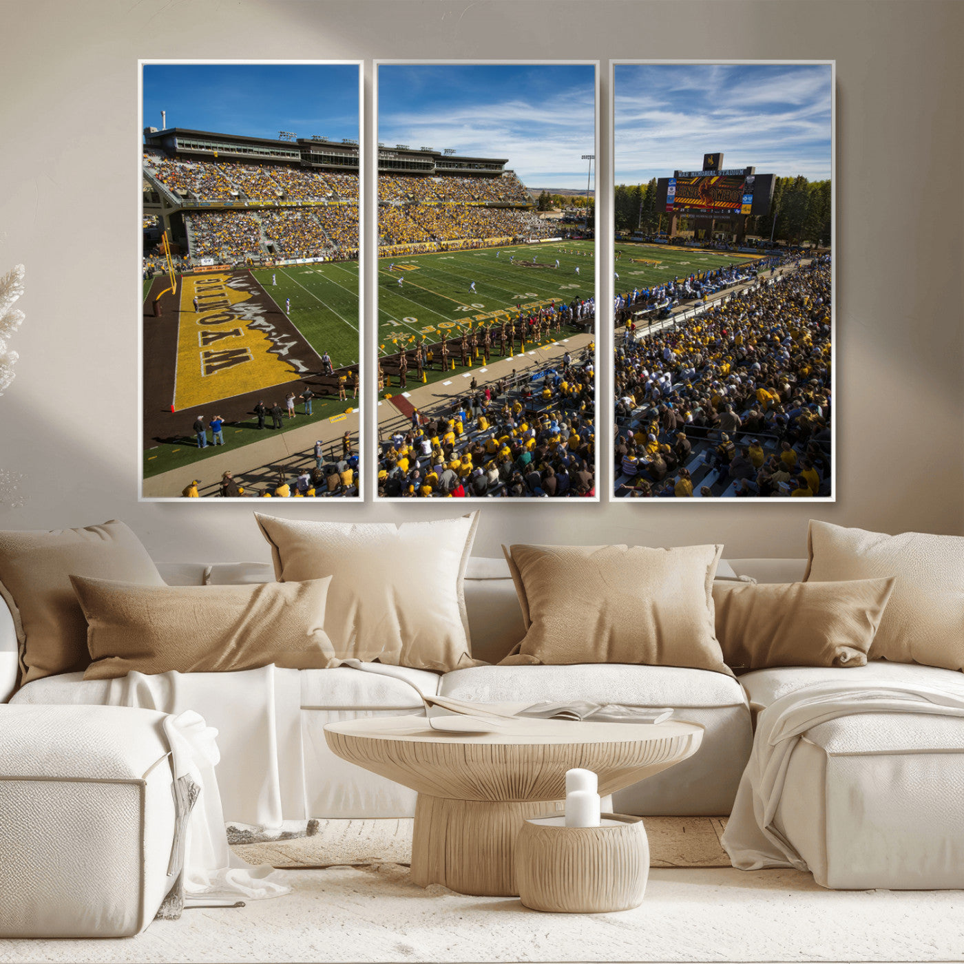 MGV-FC-48X32-3P - University of Wyoming Cowboys Football Team Print - Laramie Jonah Field War Memorial Stadium Wall