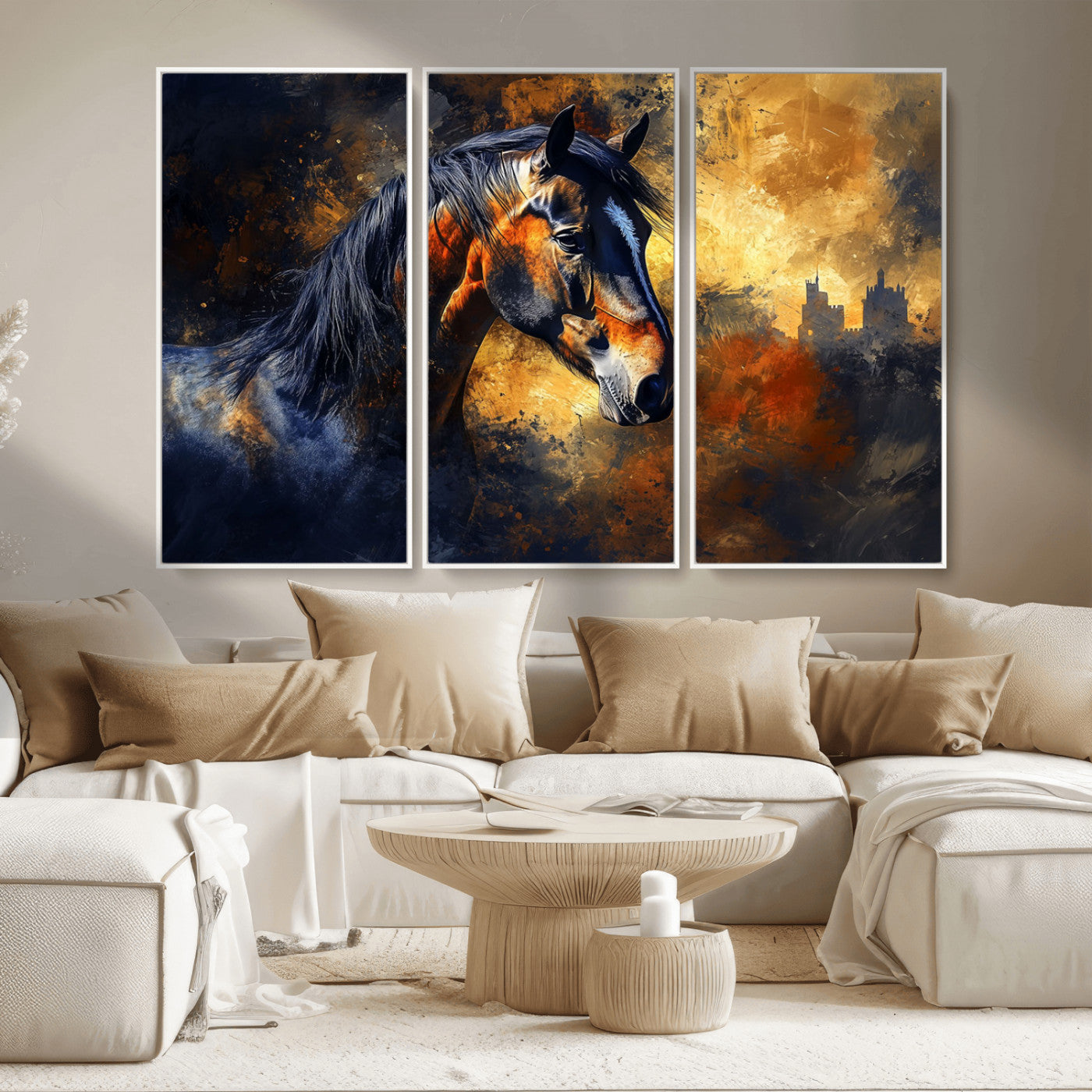 MGV-FC-48X32-3P - Abstract Horse Art Print - Abstract Canvas Wall Art | Perfect for Rustic Farmhouse, Modern, or