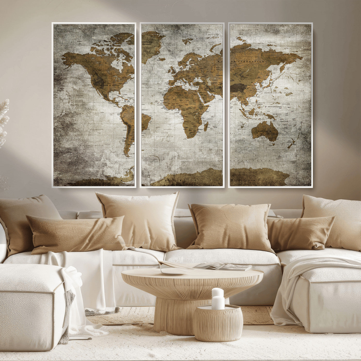 MGV-FC-48X32-3P - Push Pin World Map Canvas Print – Framed Wall Art for Couples to Track Their Travels – Anniversary