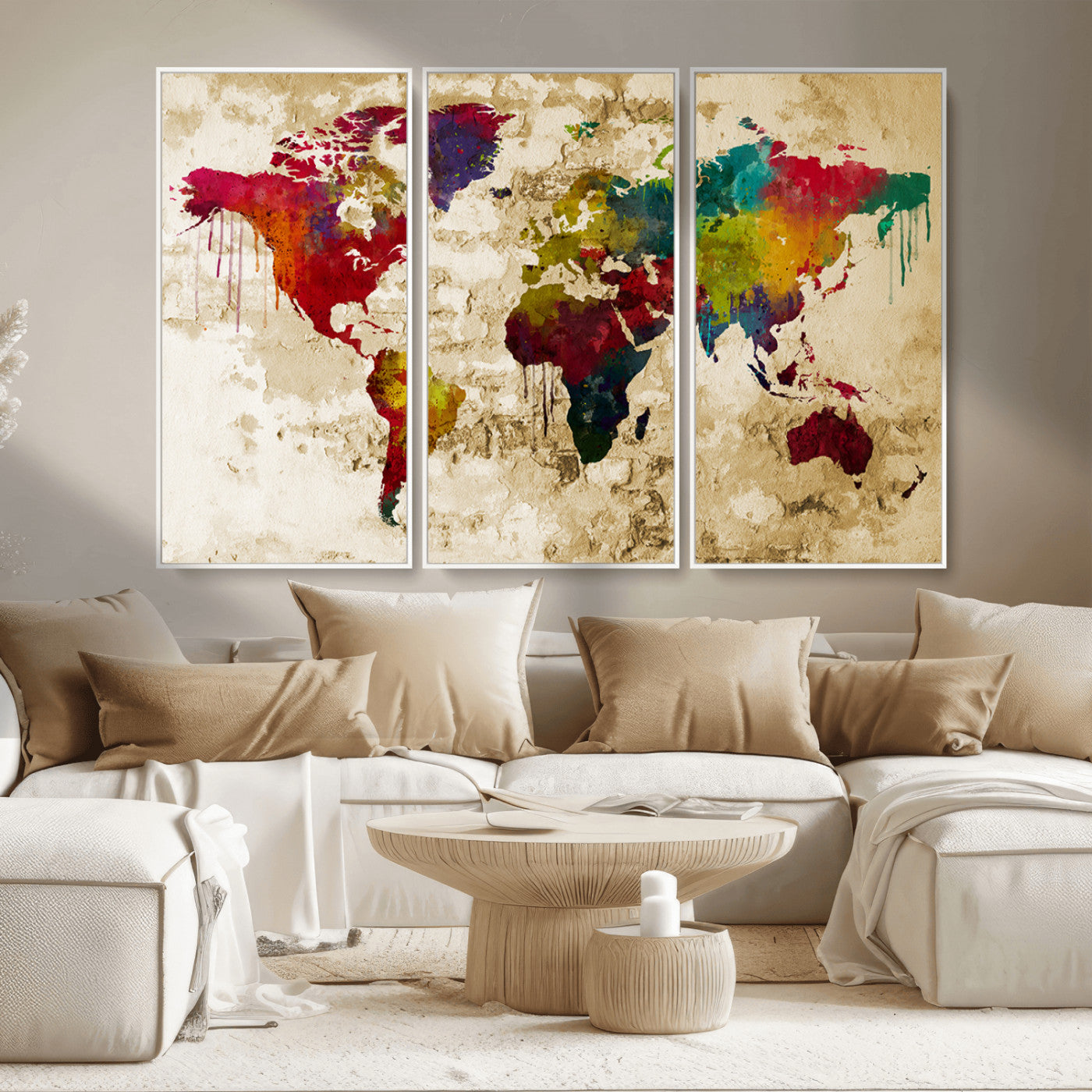 MGV-FC-48X32-3P - Push Pin World Map Canvas Print – Framed Wall Art for Couples to Track Their Travels – Anniversary