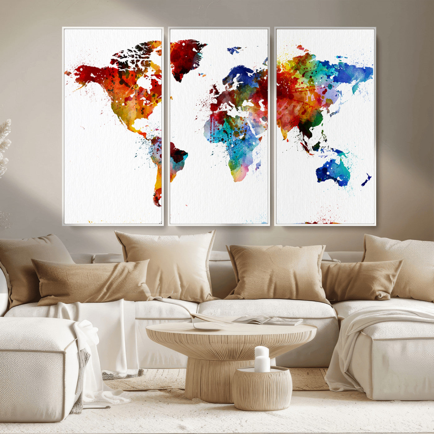 MGV-FC-48X32-3P - Push Pin World Map Canvas Print – Framed Wall Art for Couples to Track Their Travels – Anniversary