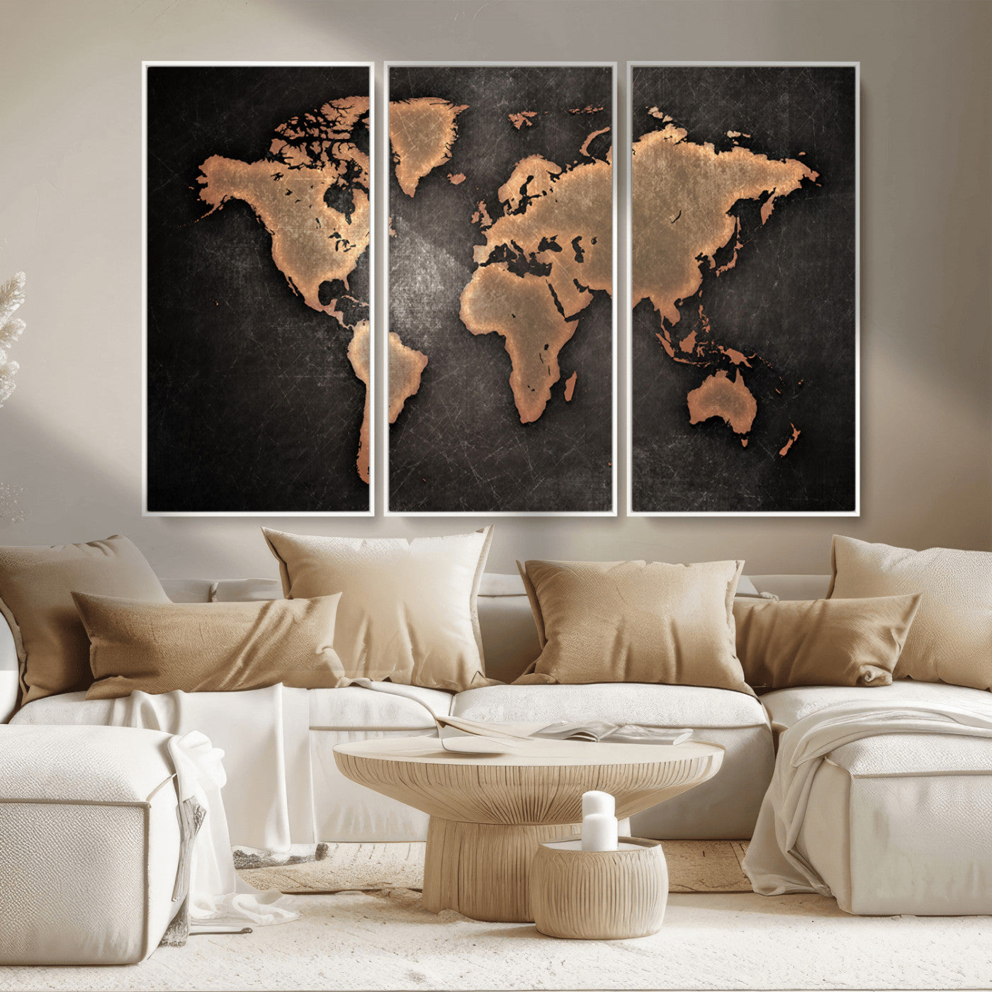MGV-FC-48X32-3P - Push Pin World Map Canvas Print – Framed Wall Art for Couples to Track Their Travels – Anniversary