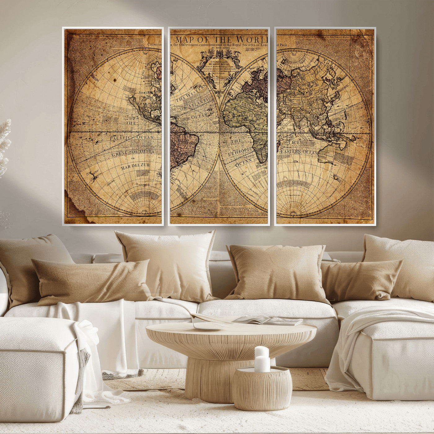 MGV-FC-48X32-3P - Push Pin World Map Canvas Print – Framed Wall Art for Couples to Track Their Travels – Anniversary