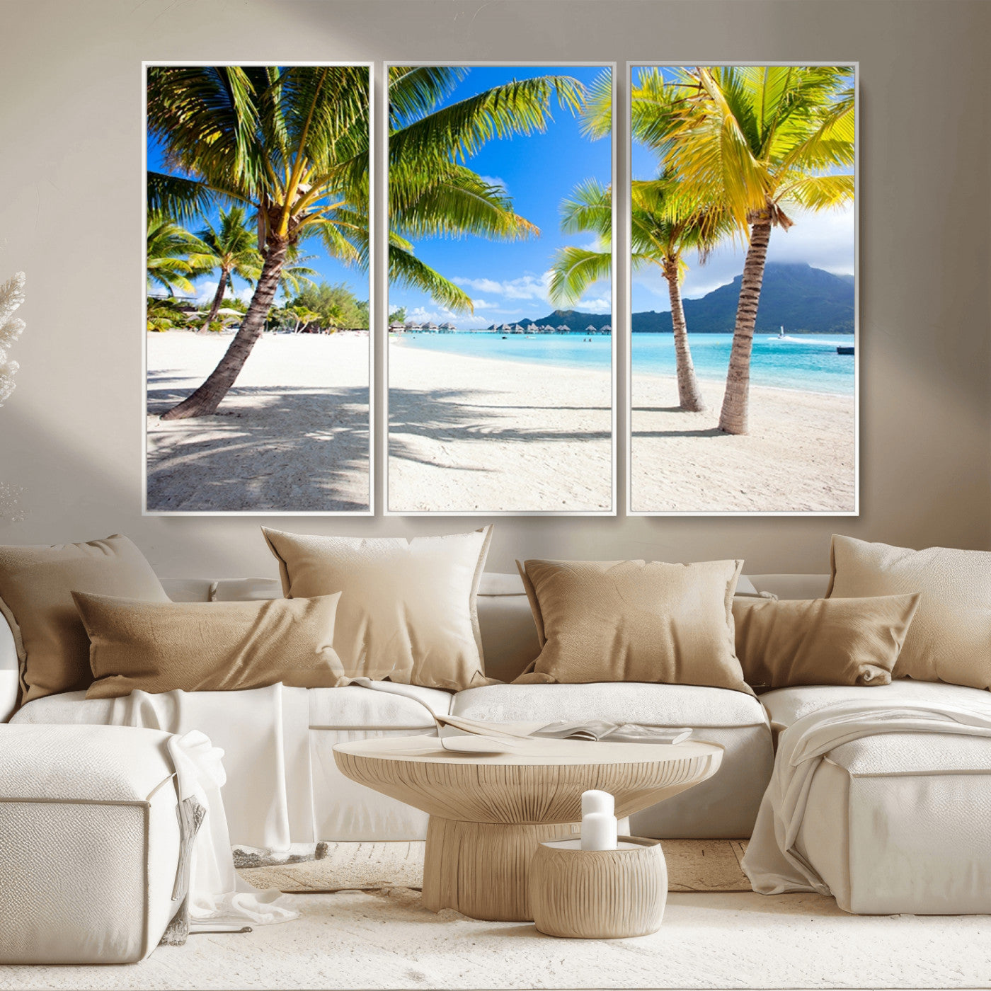 MGV-FC-48X32-3P - Blue Beach and Sea Wall Art Canvas Print