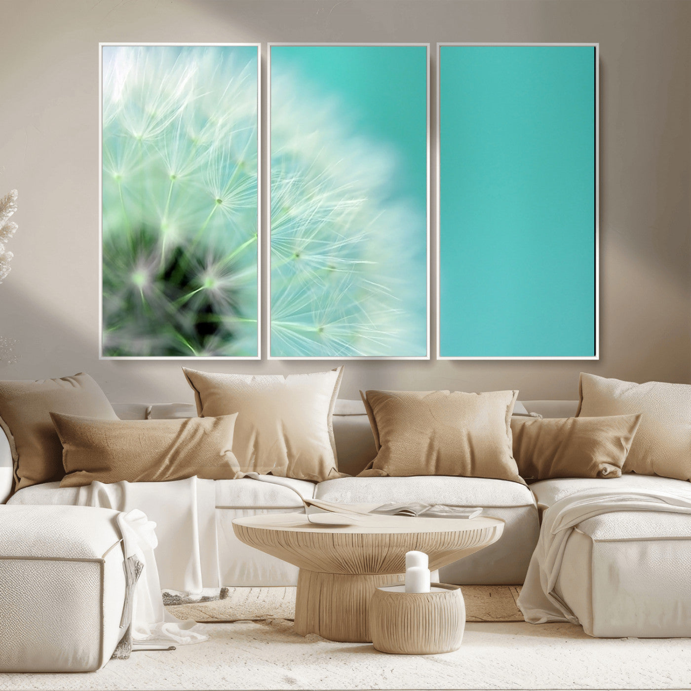 MGV-FC-48X32-3P - DANDELION Flower Wall Art Canvas Print, Canvas Dandelion Floral Wall Art