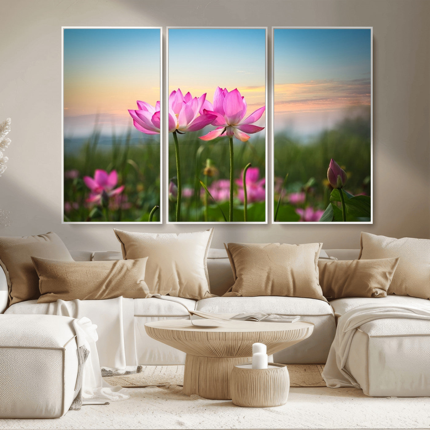 MGV-FC-48X32-3P - Pink Flower on the Mountain Canvas Print, Framed Pink Flower Canvas Wall Art