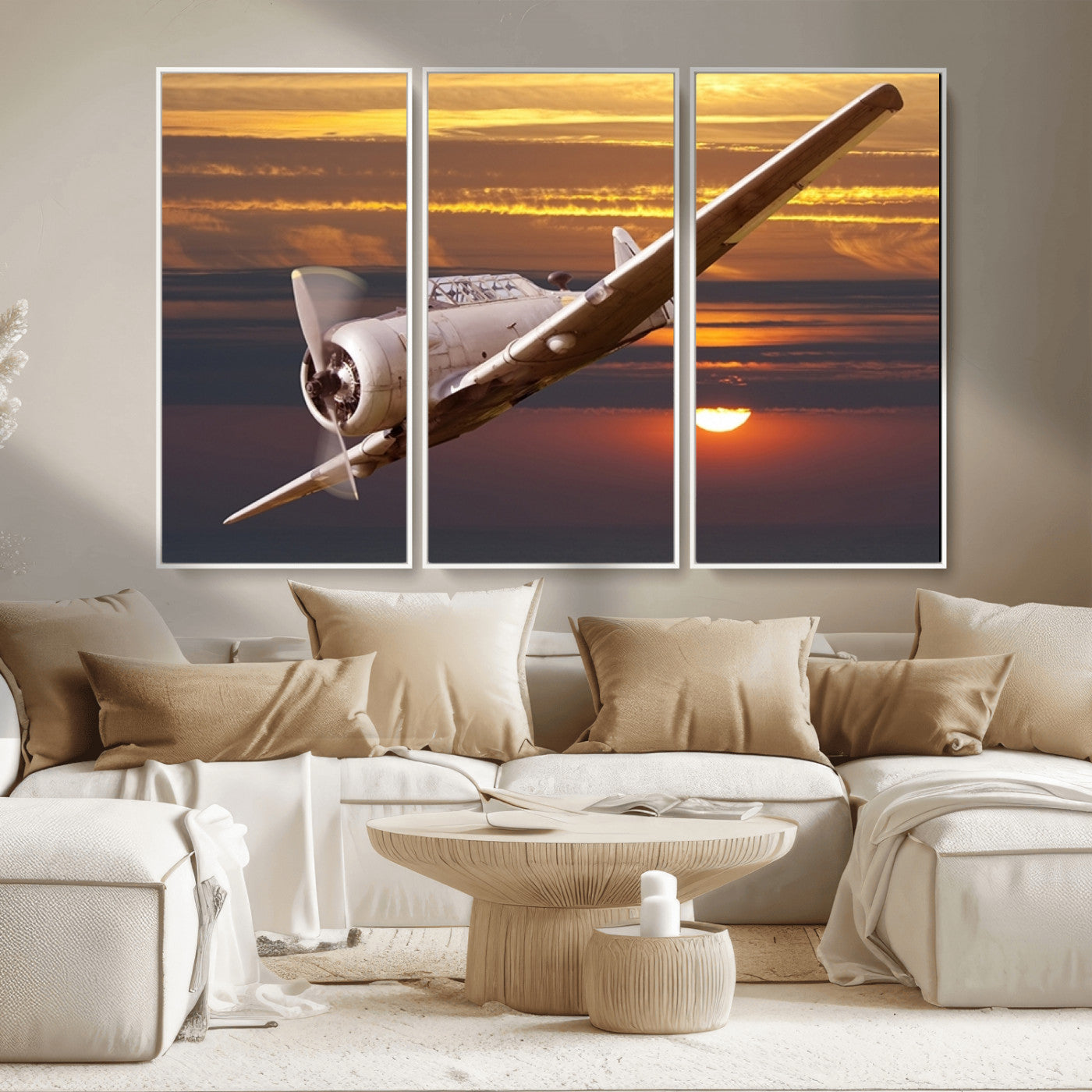 MGV-FC-48X32-3P - Old War Plane Wall Art Canvas Print