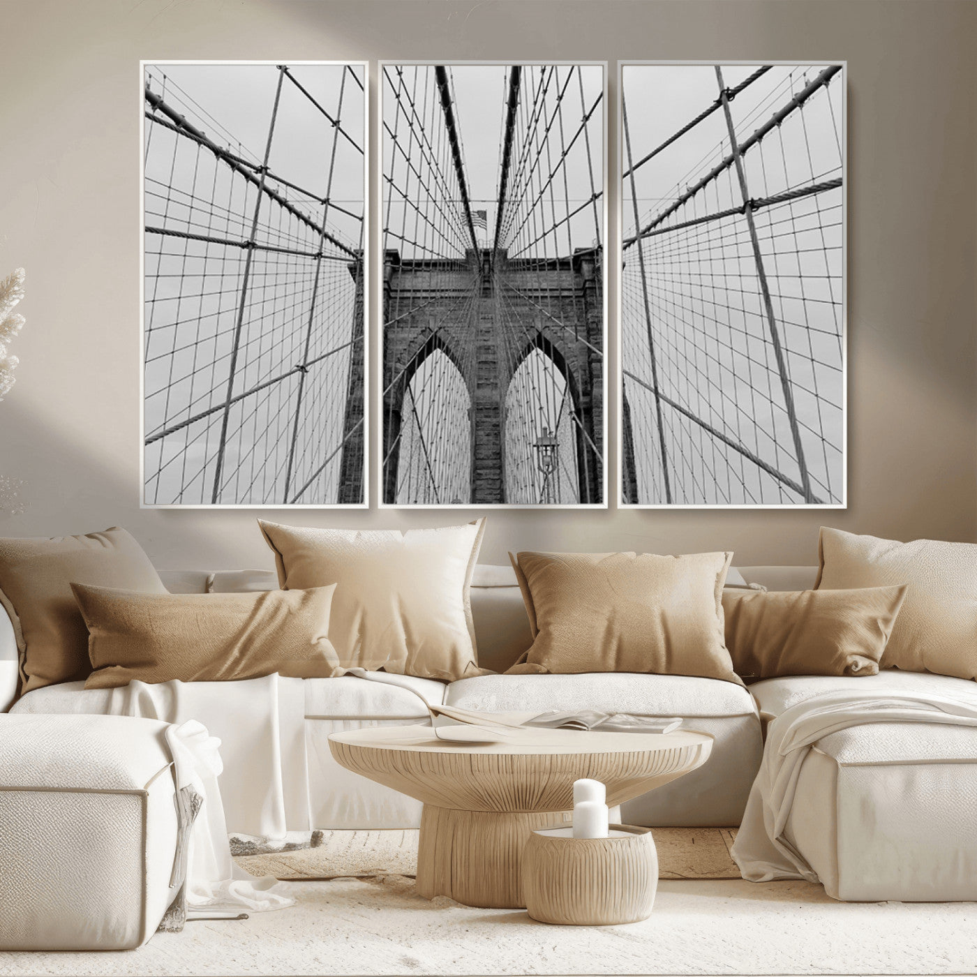 MGV-FC-48X32-3P - Large Brooklyn Bridge Wall Art Canvas Print