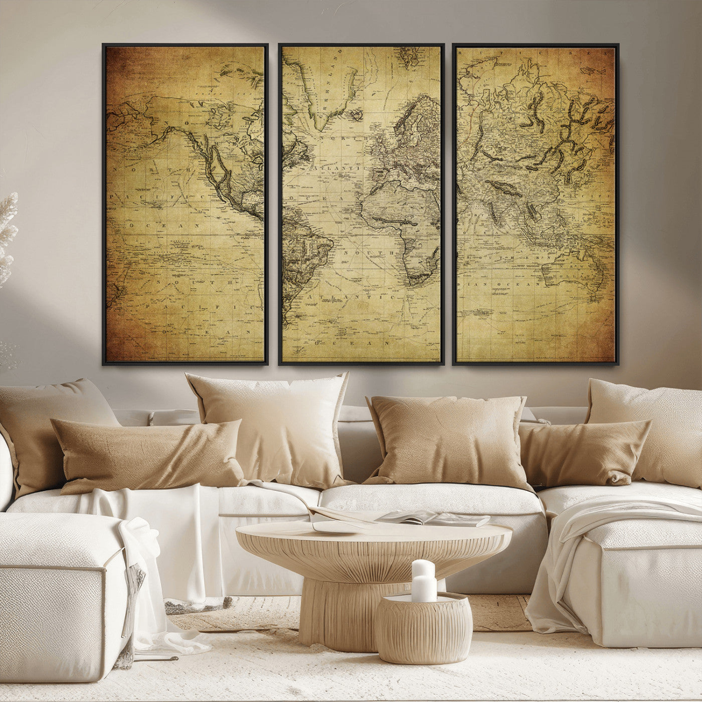 MGV-FC-48X32-3P - Push Pin World Map Canvas Print – Framed Wall Art for Couples to Track Their Travels – Anniversary