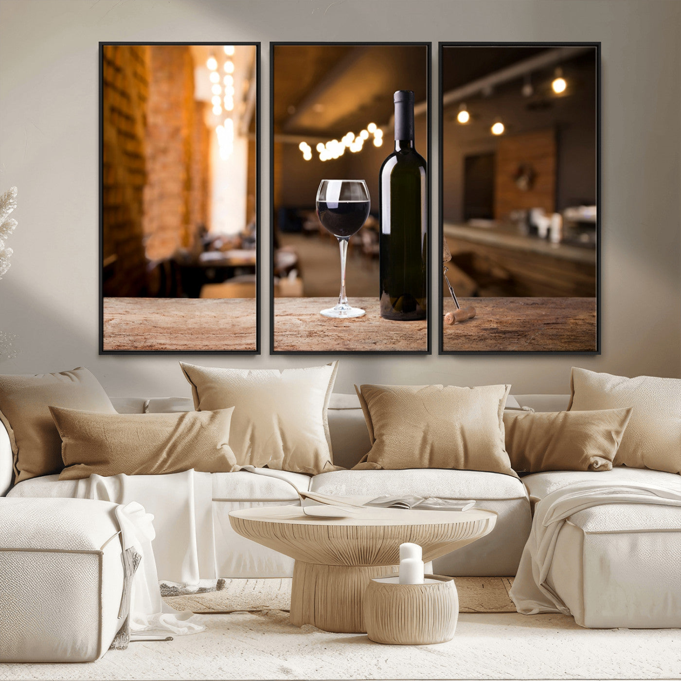 MGV-FC-48X32-3P - Wine and Bottle Wall Art Canvas Print