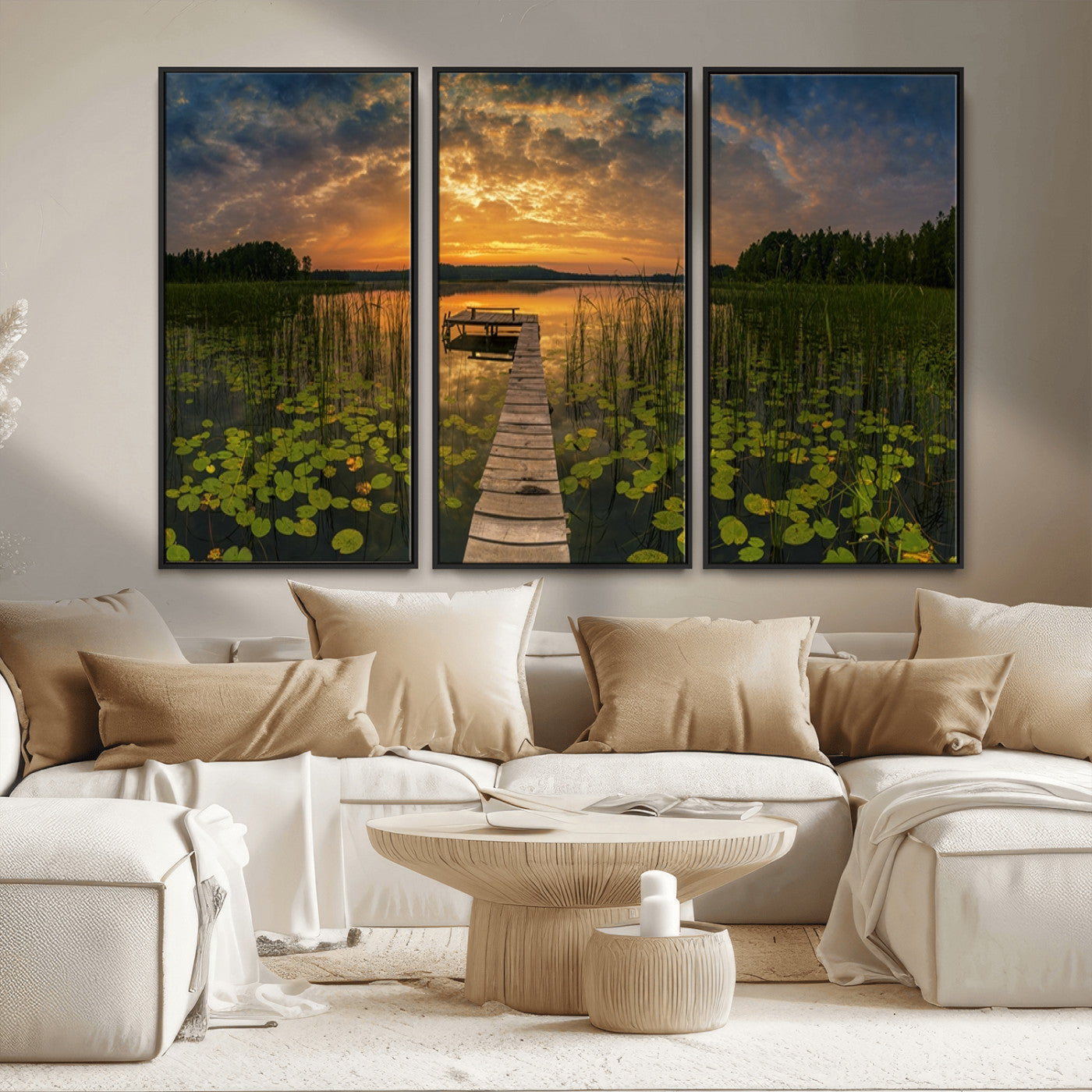 MGV-FC-48X32-3P - Lake and Flower Wall Art Canvas Print