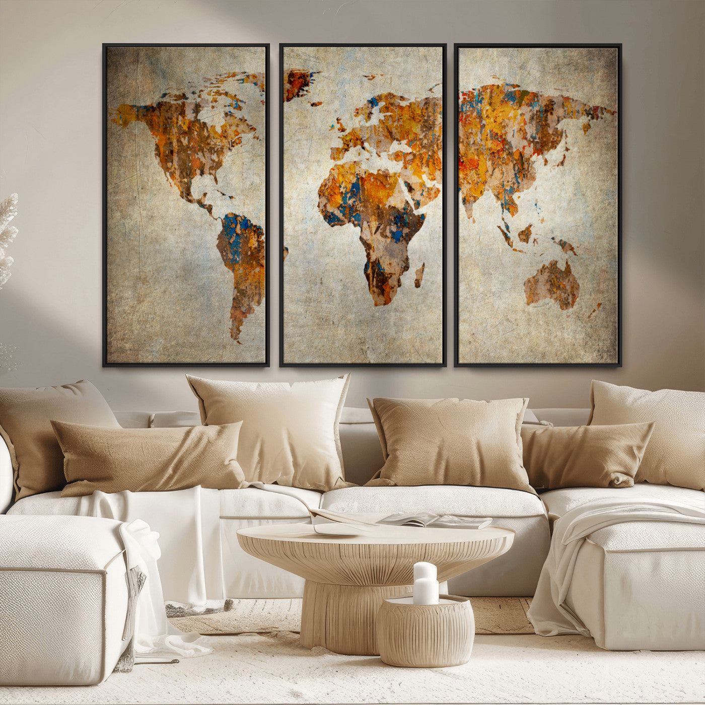 MGV-FC-48X32-3P - Push Pin World Map Canvas Print – Framed Wall Art for Couples to Track Their Travels – Anniversary