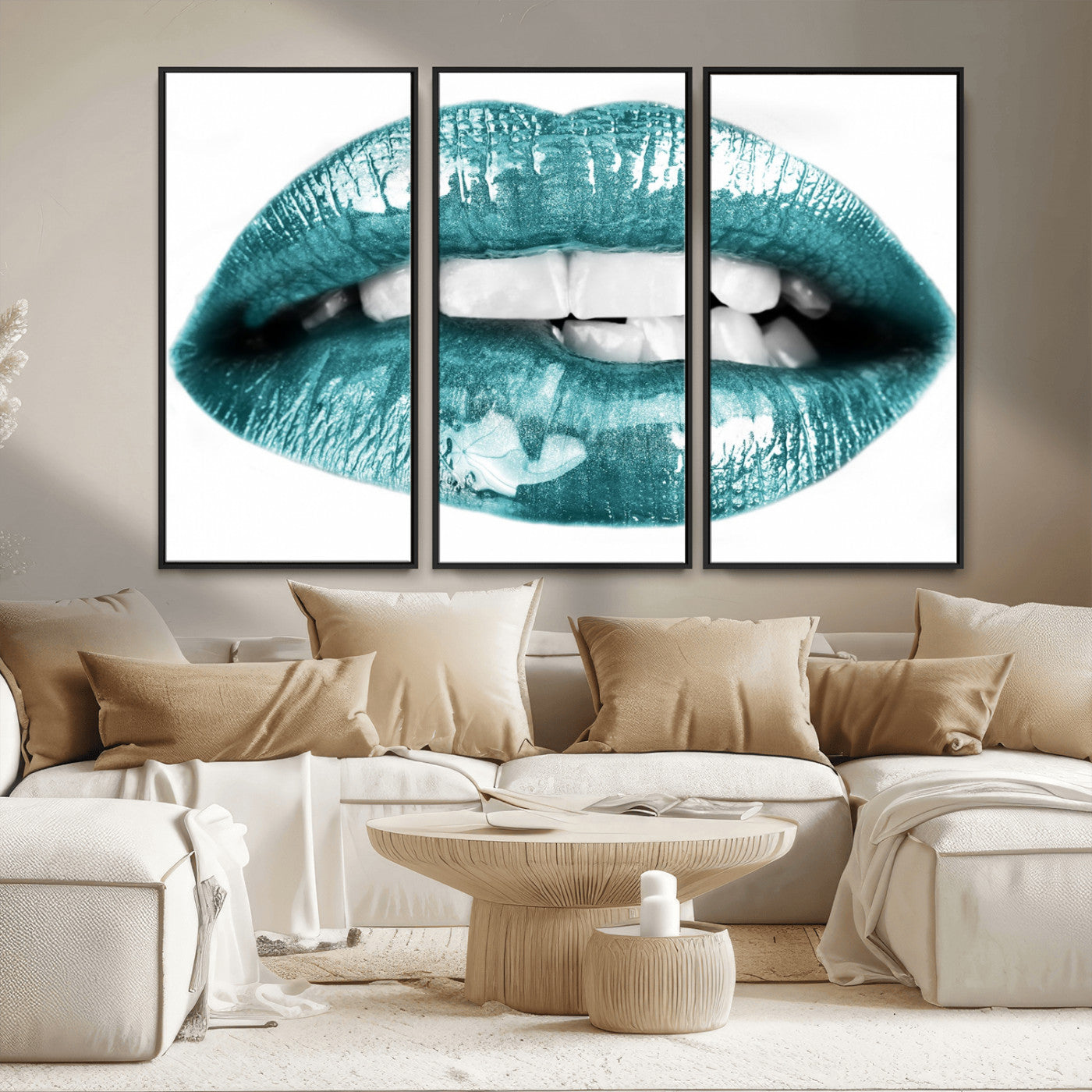 MGV-FC-48X32-3P - Blue Lips Wall Art Canvas Print
