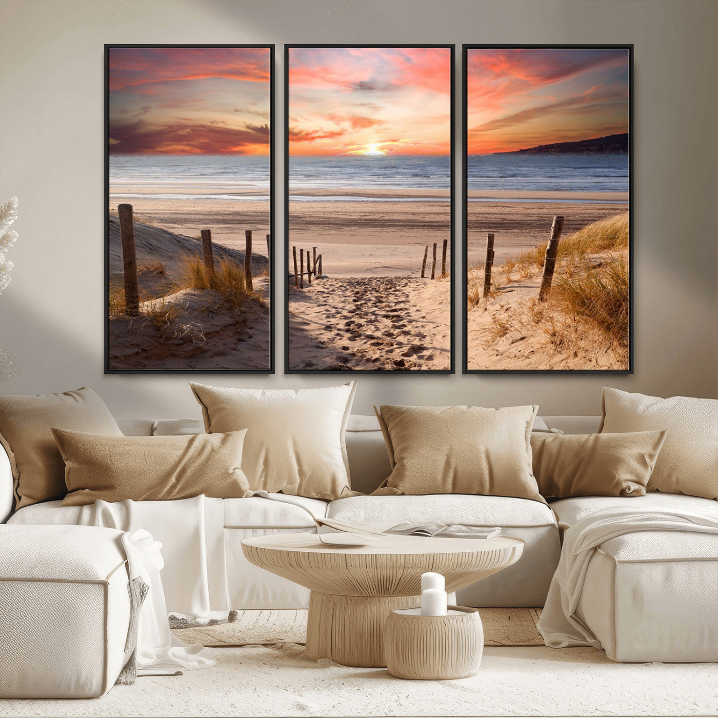 MGV-FC-48X32-3P - Sunset on the Sea Wall Art Canvas Print